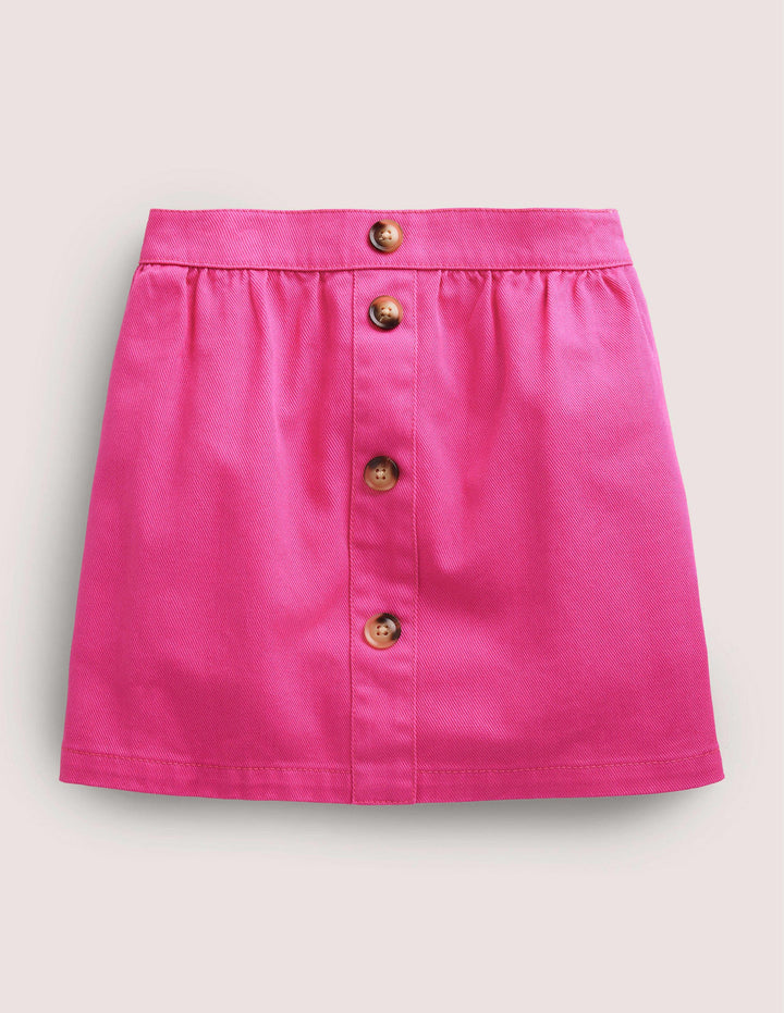 Denim Button Through Skirt-Tickled Pink