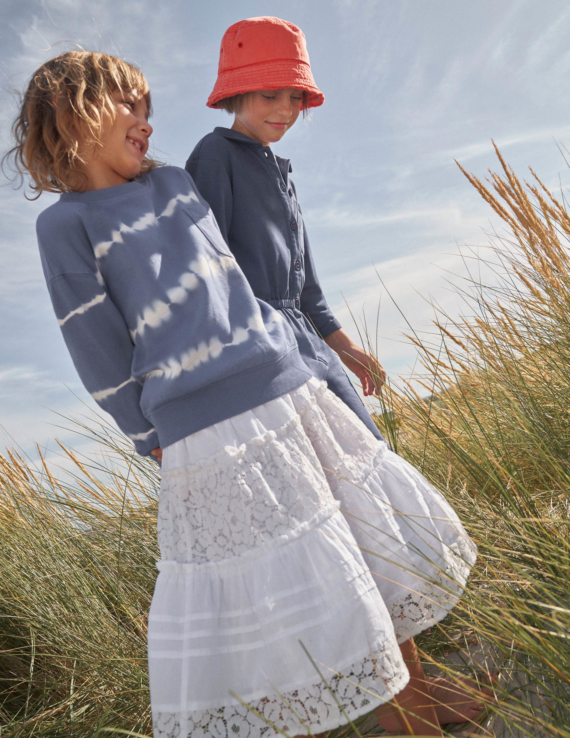 Smocked Tiered Midi Skirt-White - Image 4