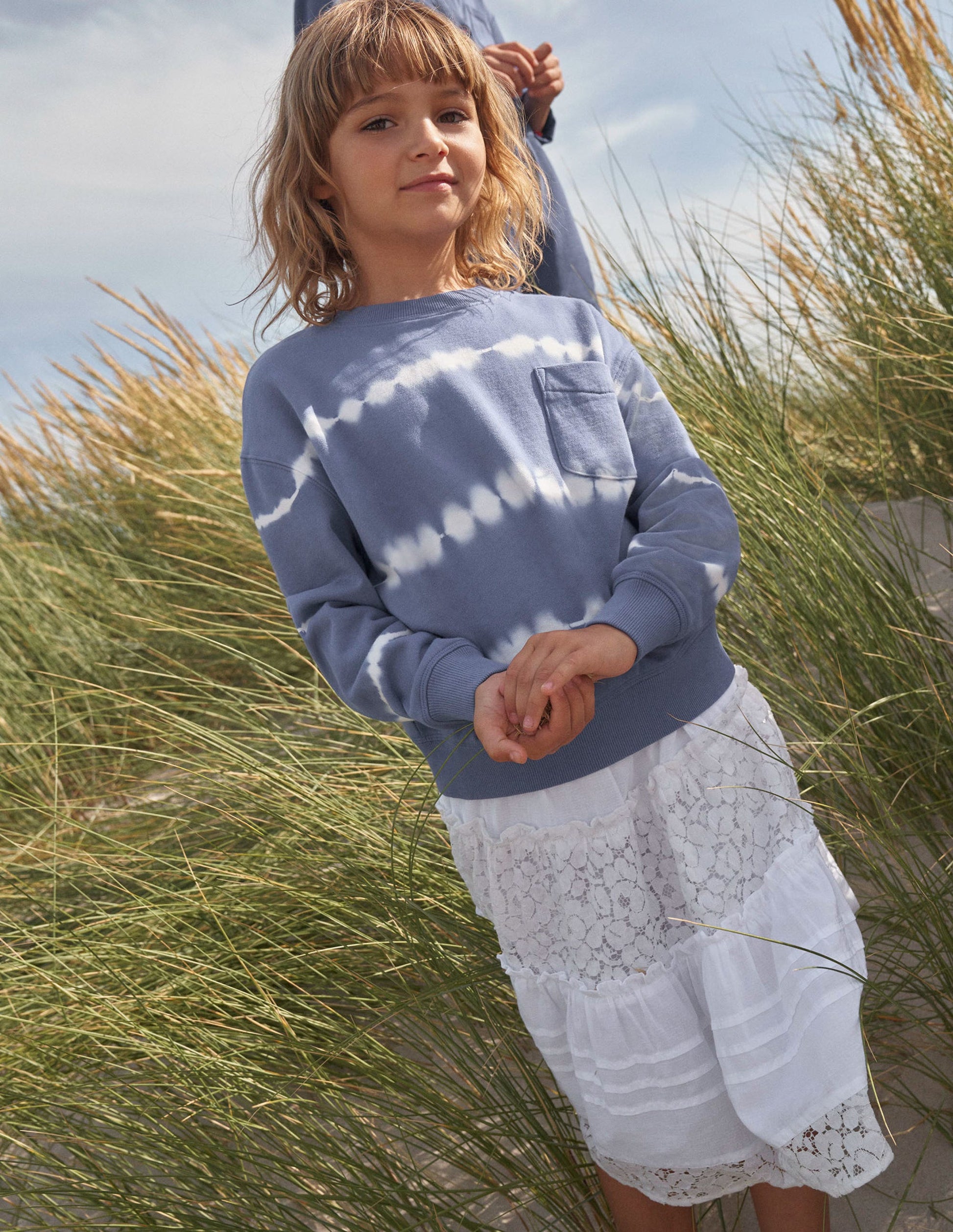 Smocked Tiered Midi Skirt-White-5