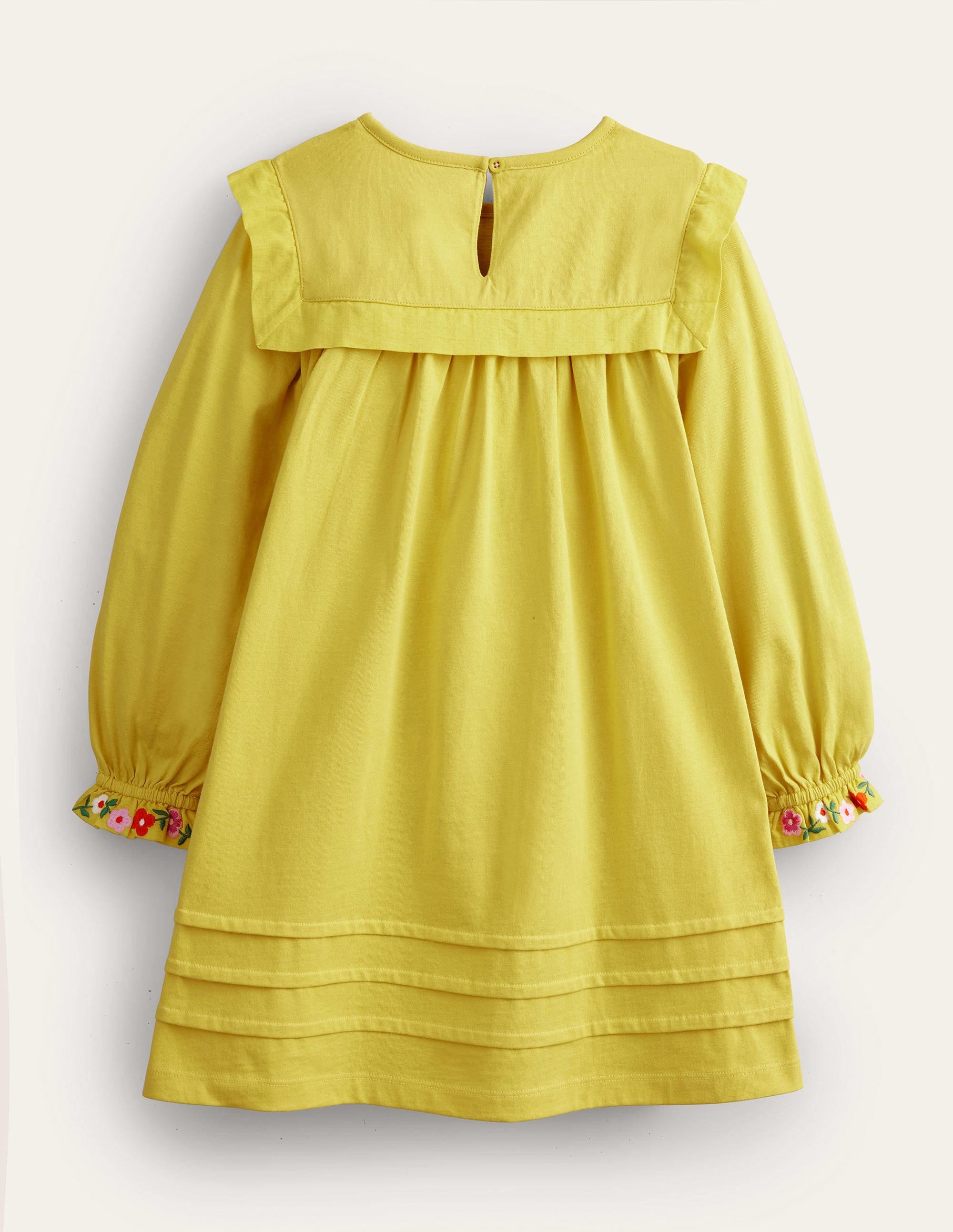 Embroidered Jersey Dress-Sweetcorn Yellow - Image 2