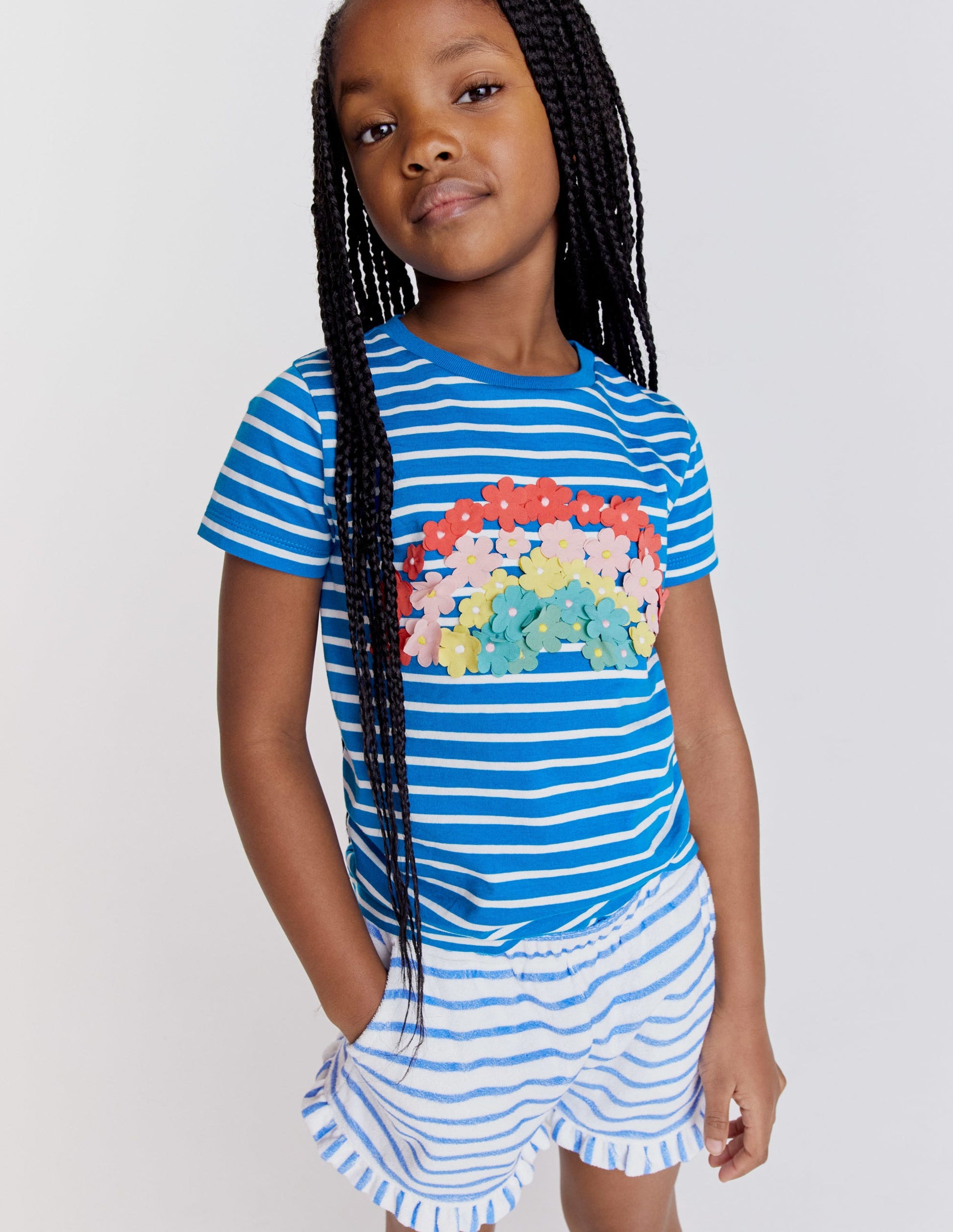 Flutter T-Shirt-Bright Marina/Ivory-6