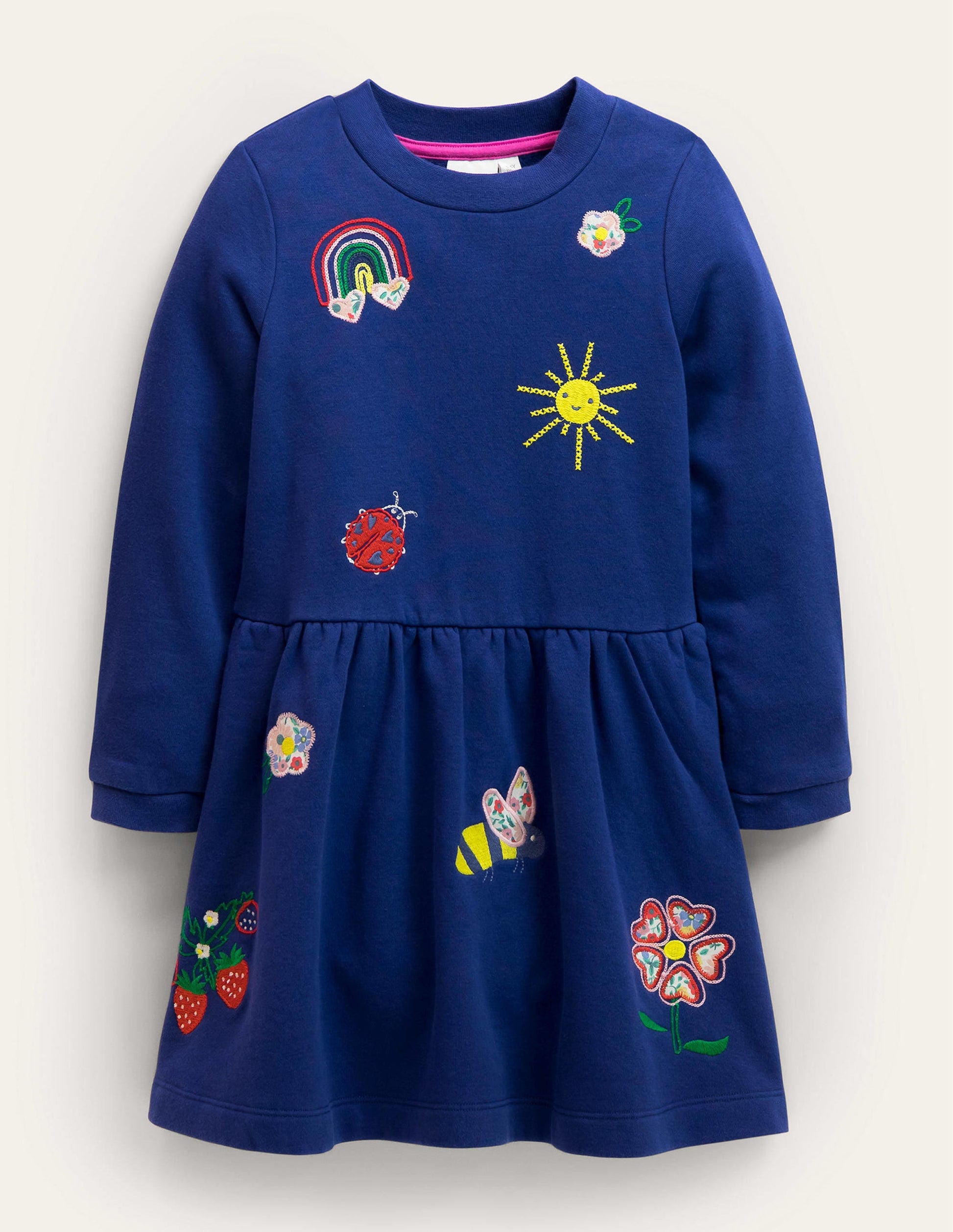 Embroidered Sweatshirt Dress-Starboard Blue Embroidery-1