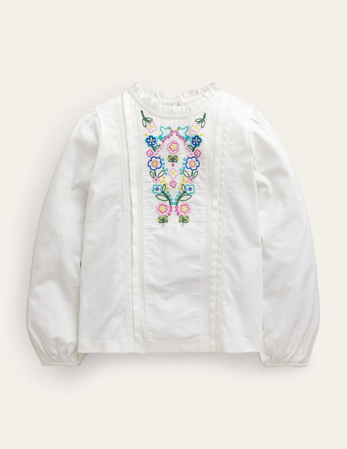 Lace Mix Jersey Top-Ivory - Image 1