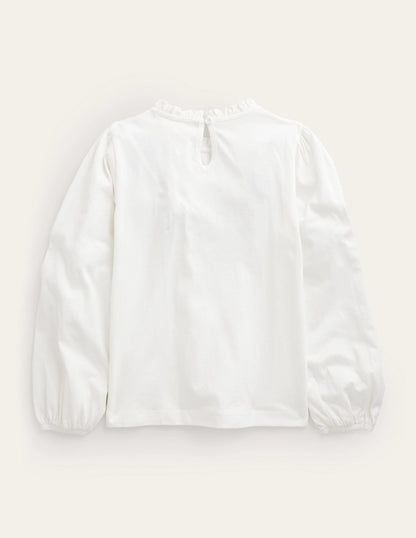 Lace Mix Jersey Top-Ivory