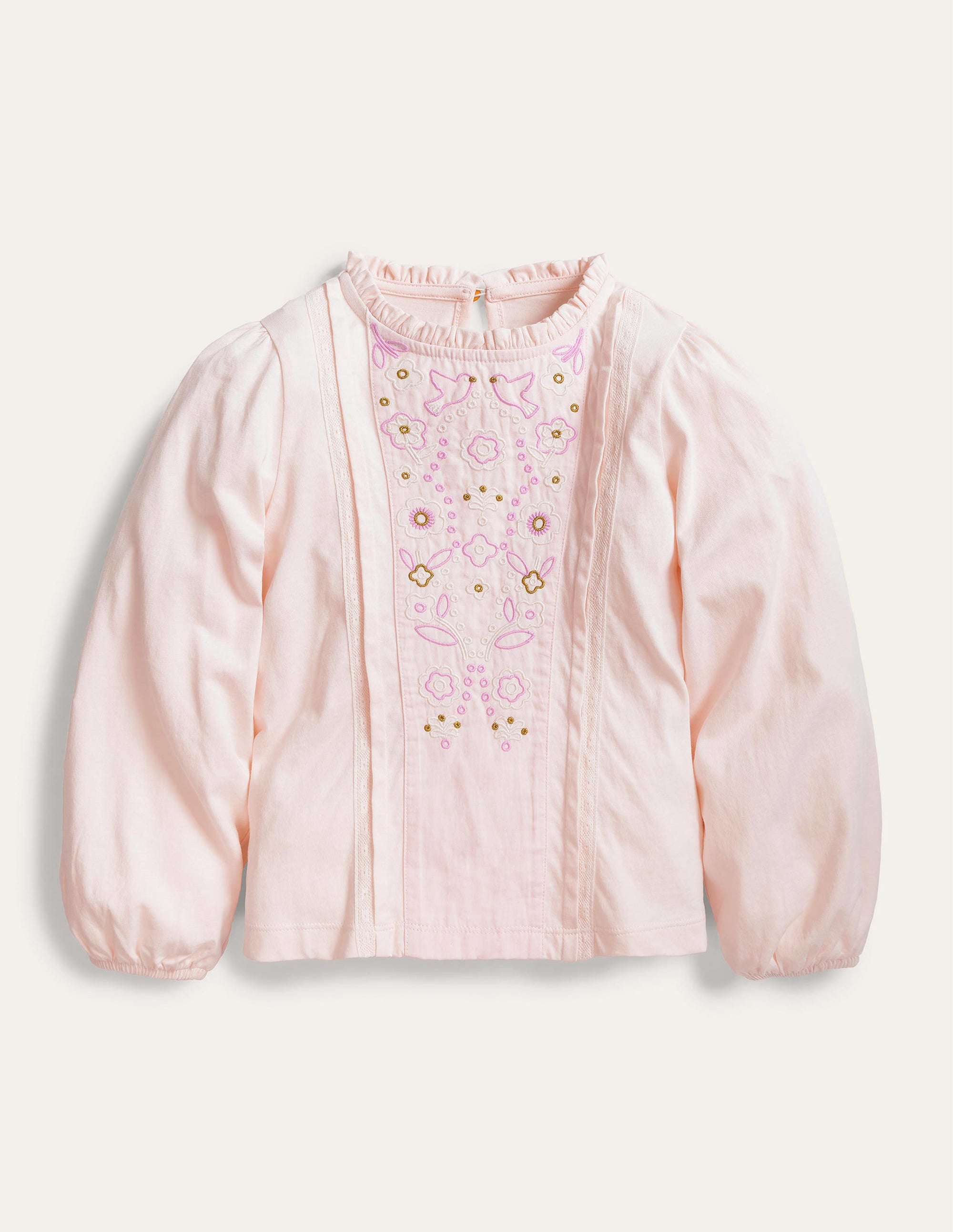 Lace Mix Jersey Top-Boto Pink - Image 1