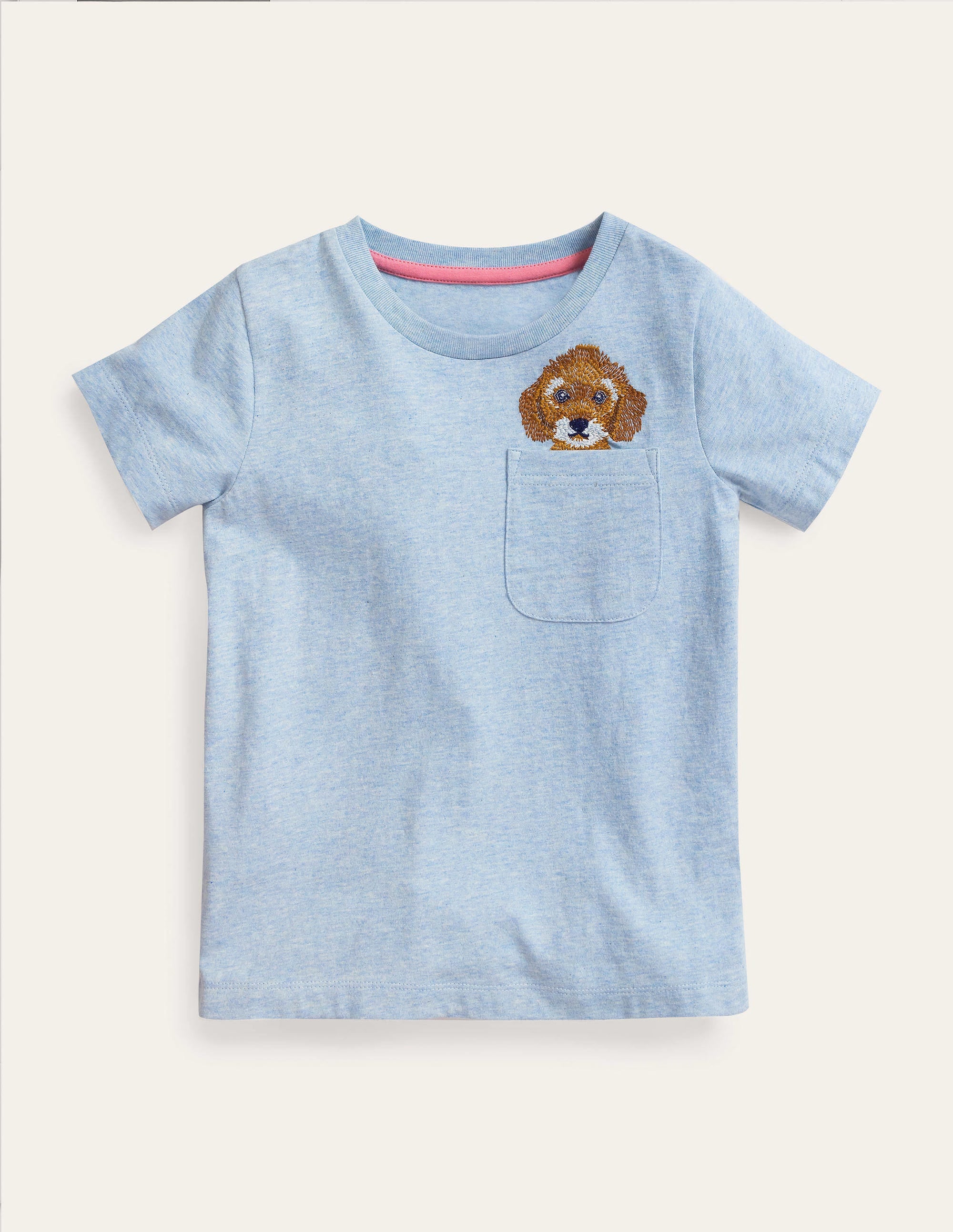 Peeping Pocket T-Shirt-Surf Blue Dog - Image 1