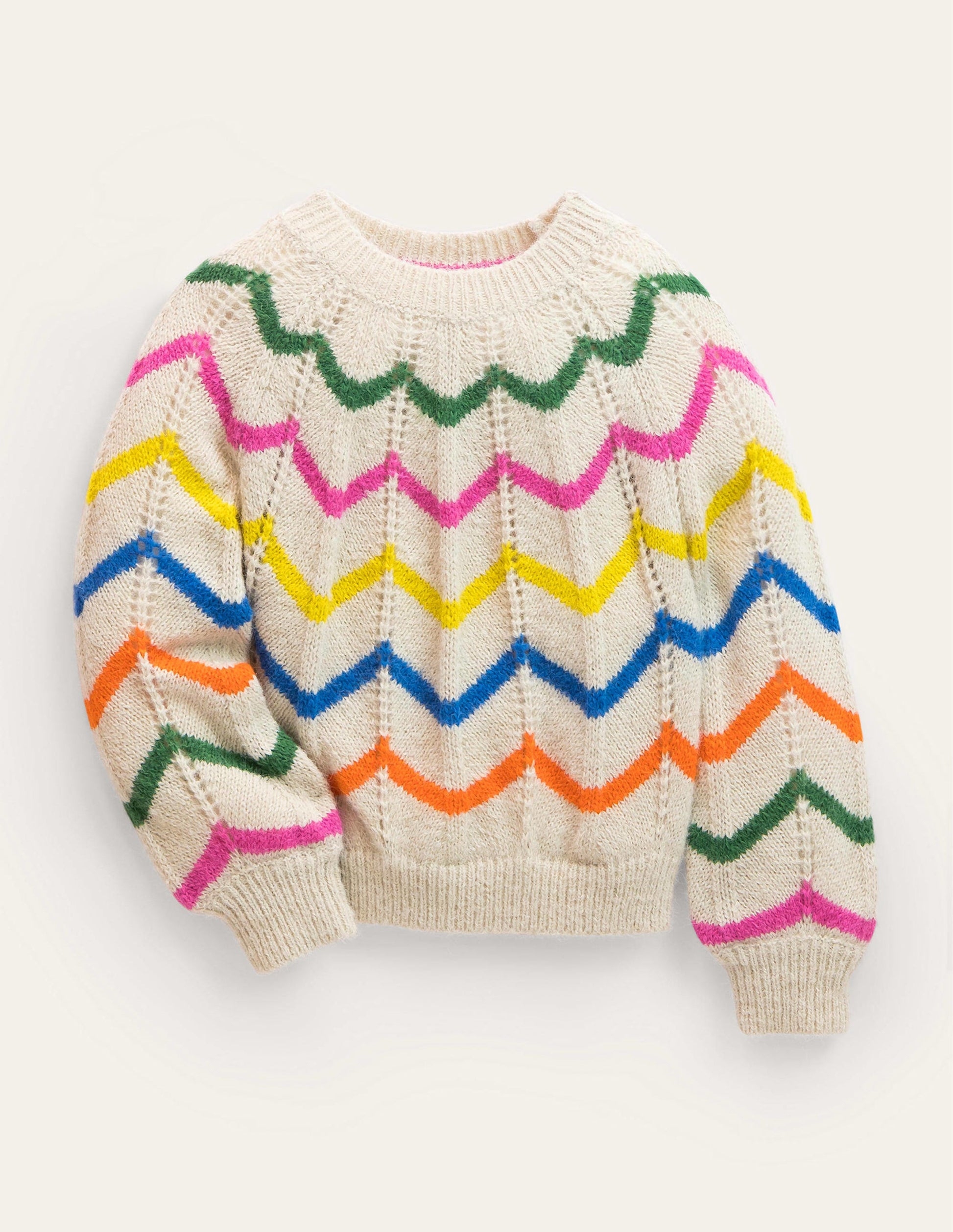 Fun Jumper-Ecru Marl Scallop Stripe-1