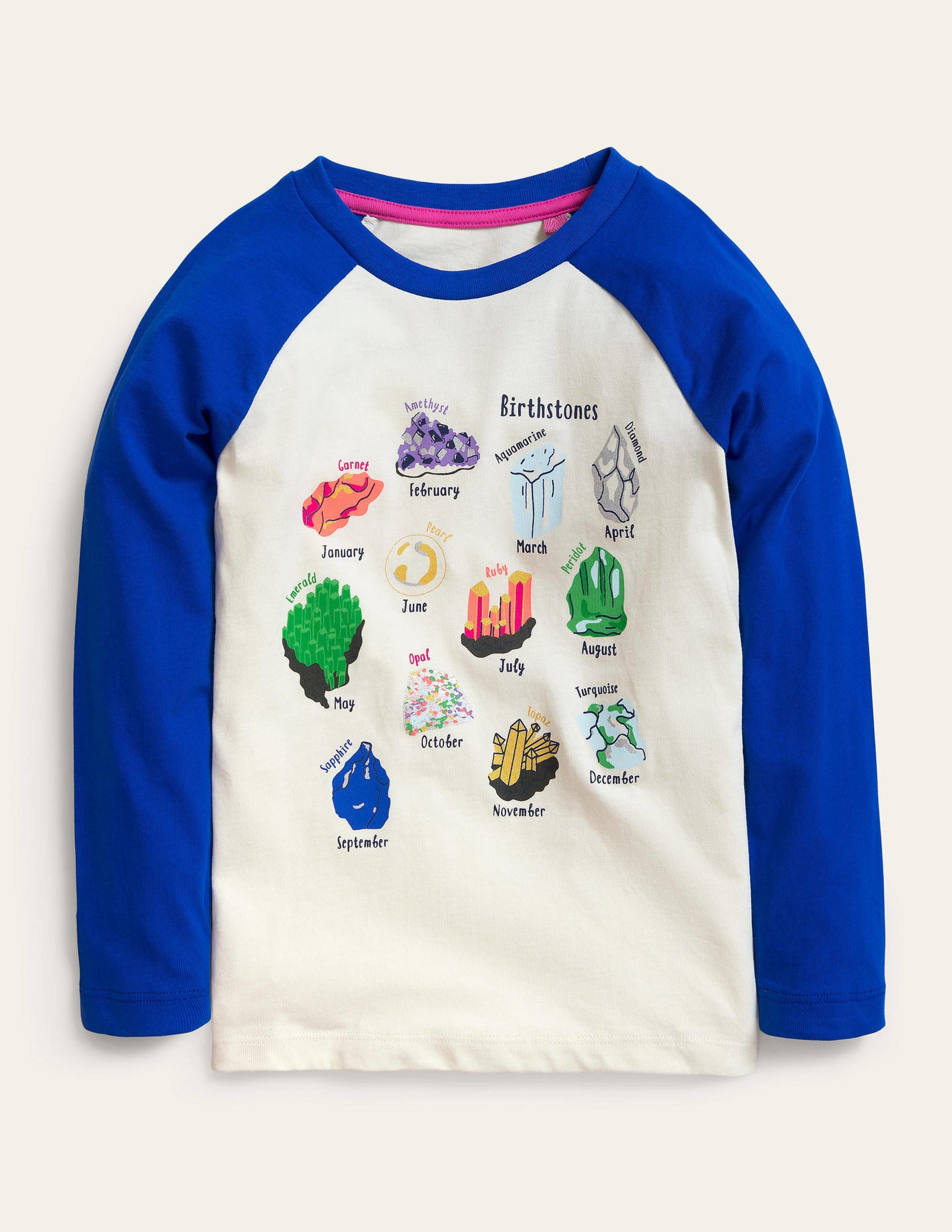 Printed Raglan Top-Brilliant Blue Gem Stones-1