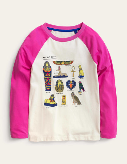 Printed Raglan Top-Tickled Pink Ancient Egypt