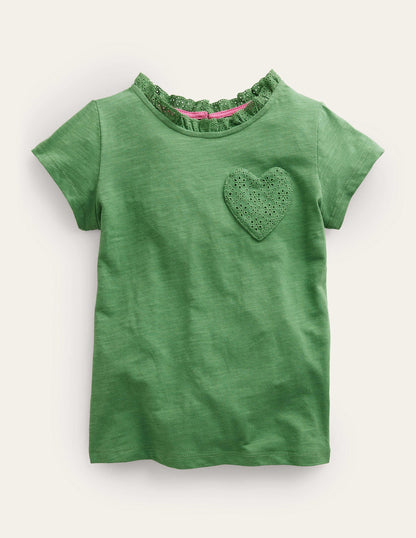 Broderie Pocket T-shirt-Safari Green-1