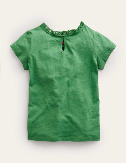 Broderie Pocket T-shirt-Safari Green-2