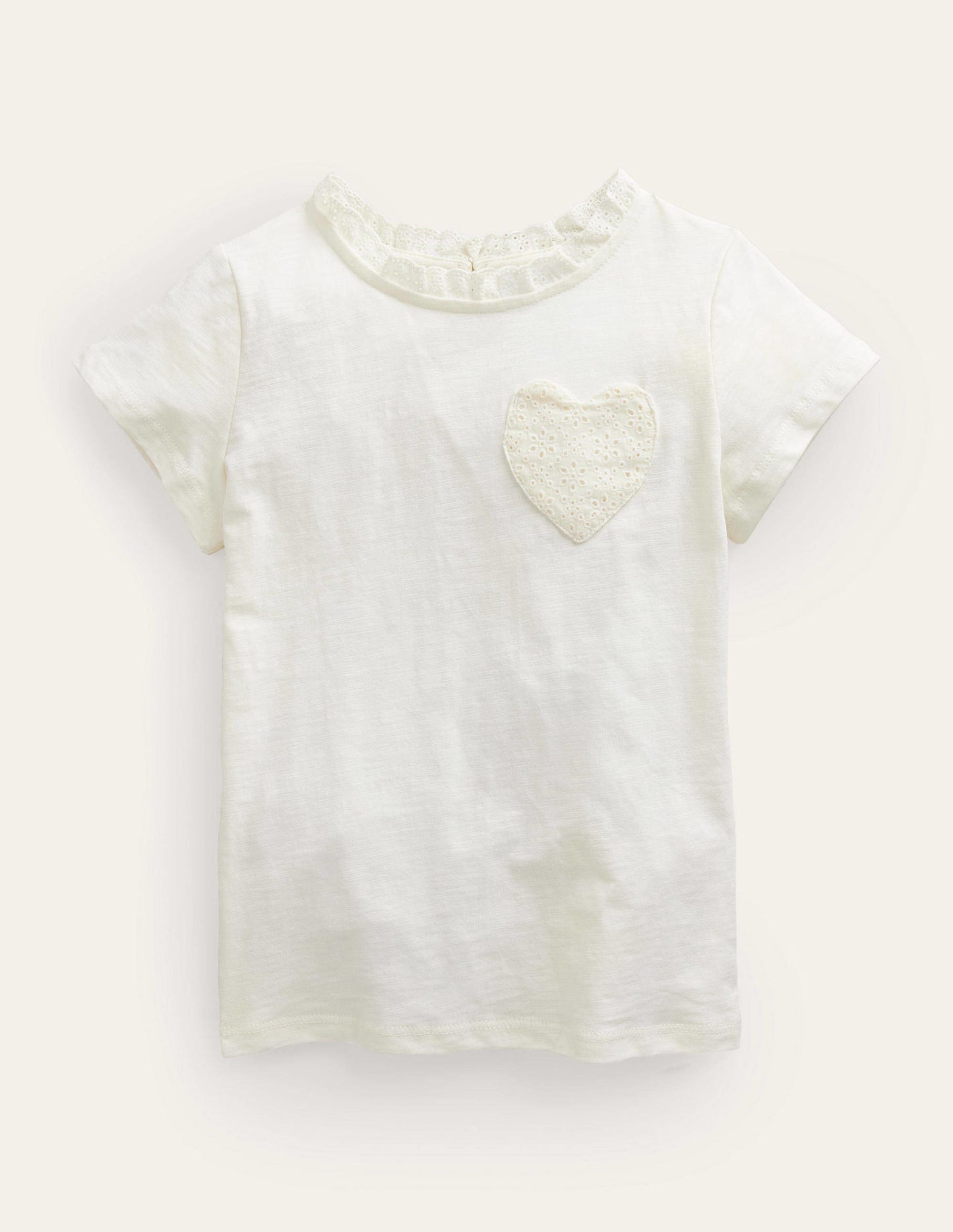 Broderie Pocket T-shirt-Ivory
