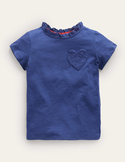 Broderie Pocket T-shirt-Starboard Blue-1