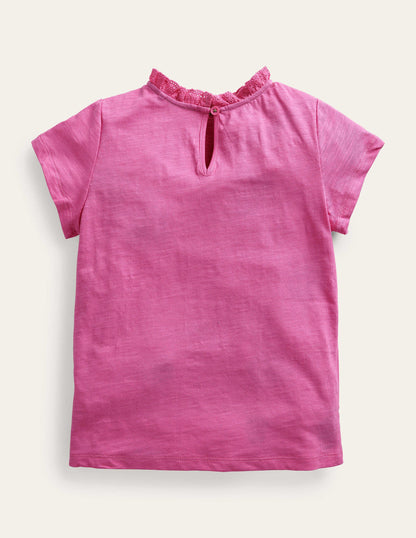Broderie Pocket T-shirt-Tickled Pink-2