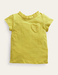 Broderie Pocket T-shirt-Sweetcorn Yellow