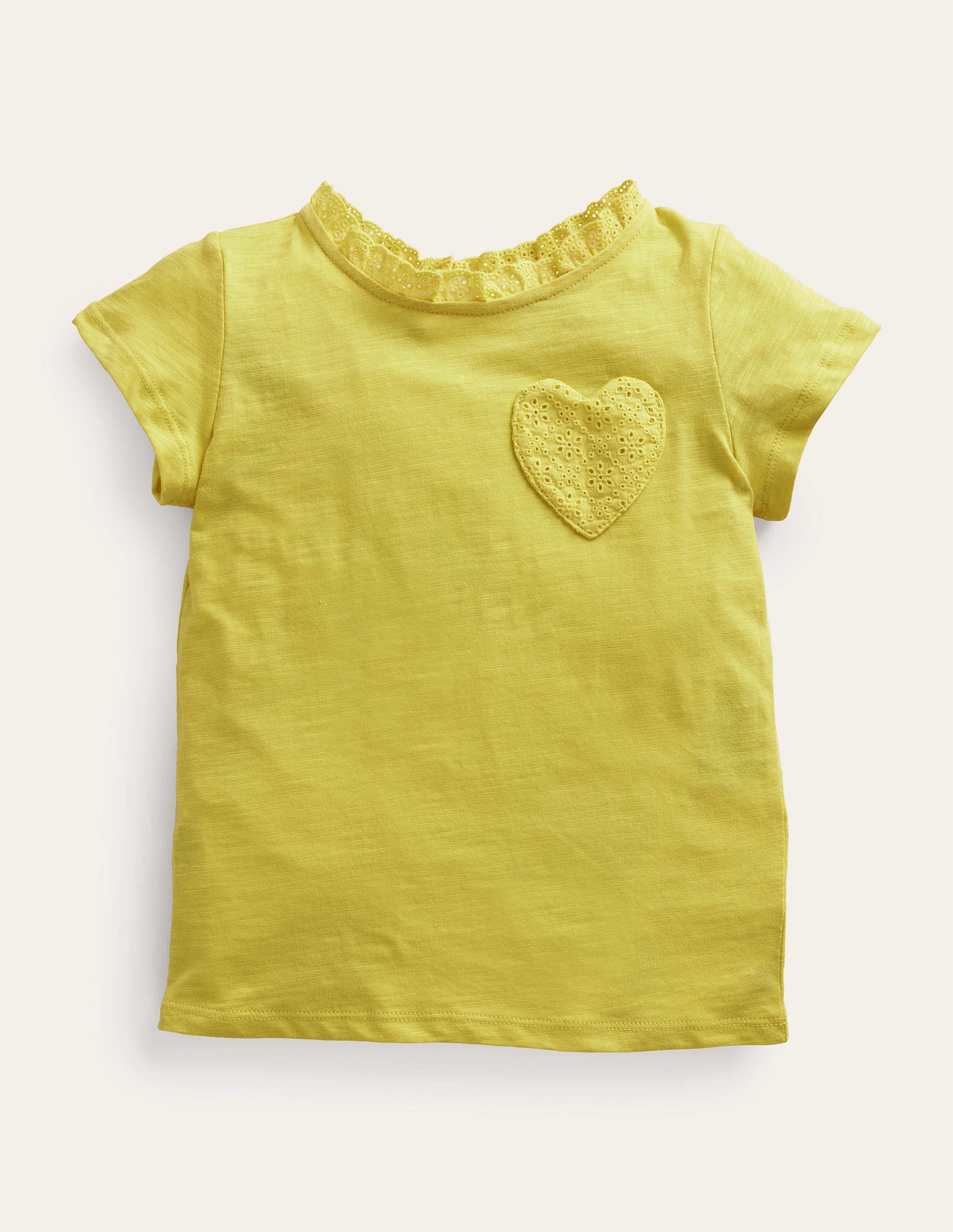 Broderie Pocket T-shirt-Sweetcorn Yellow - Image 1