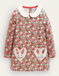Jersey Pocket Tunic-Jam Red Flowerbed Bunnies