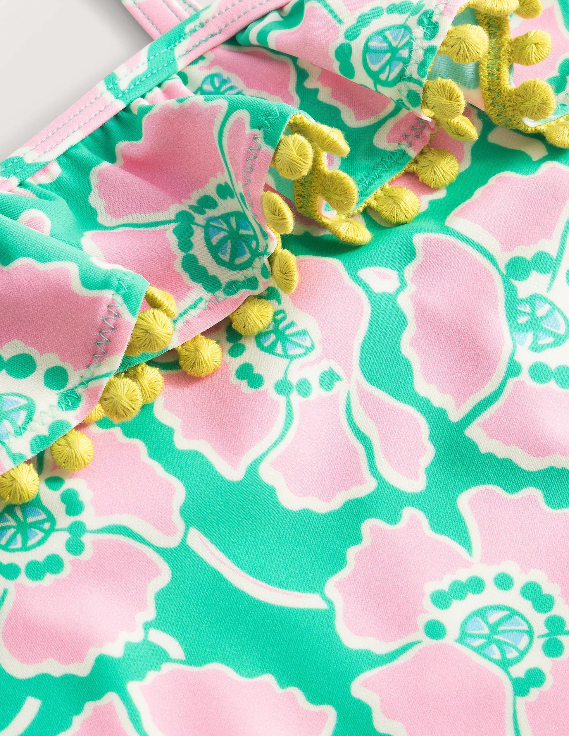 Frilly One Shoulder Swimsuit-Lilac/Green Poppies-3