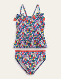 Tankini Set-Ivory and Multi Rainbow Ditsy