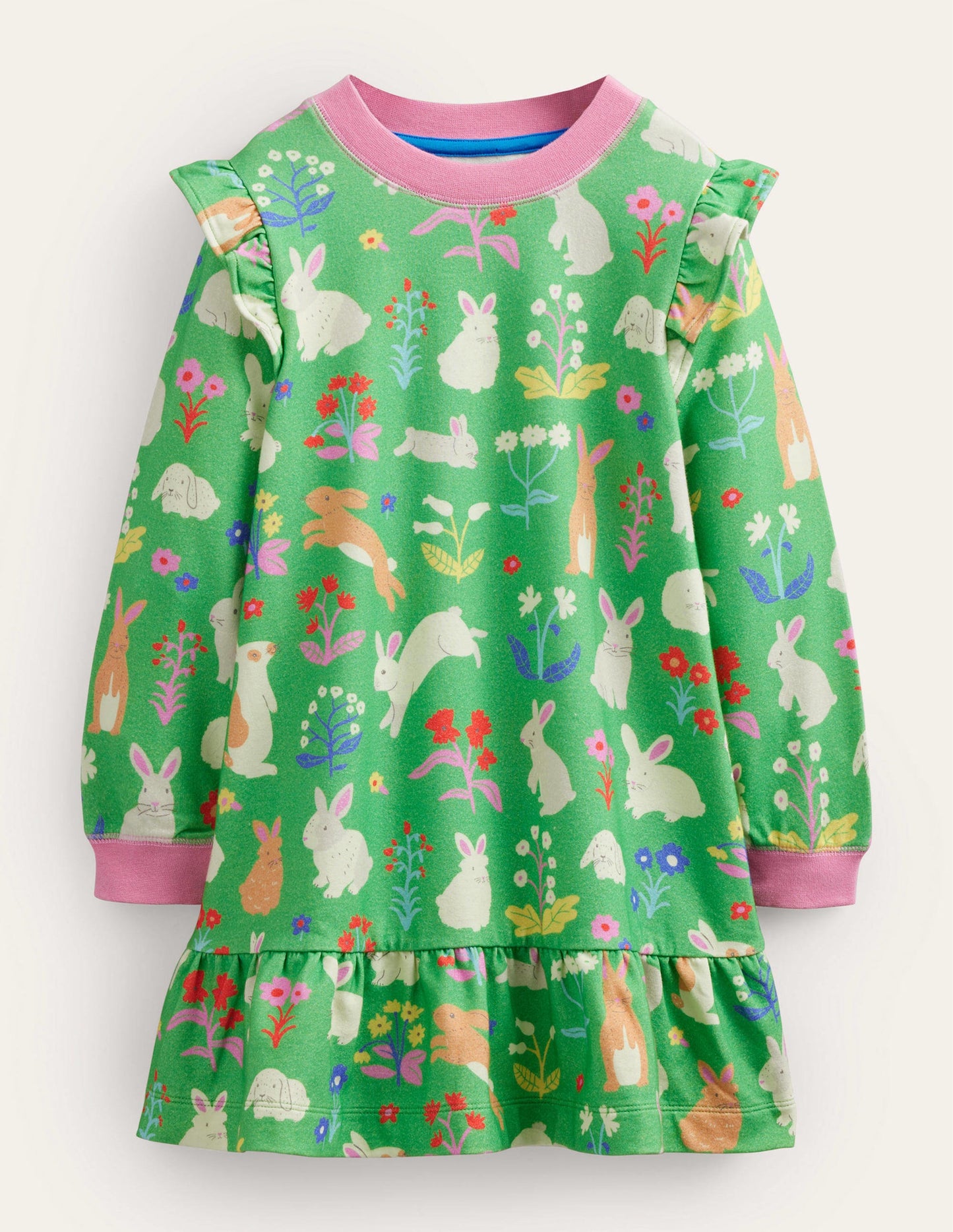 Cosy Sweat Dress-Aloe Green Bunnies