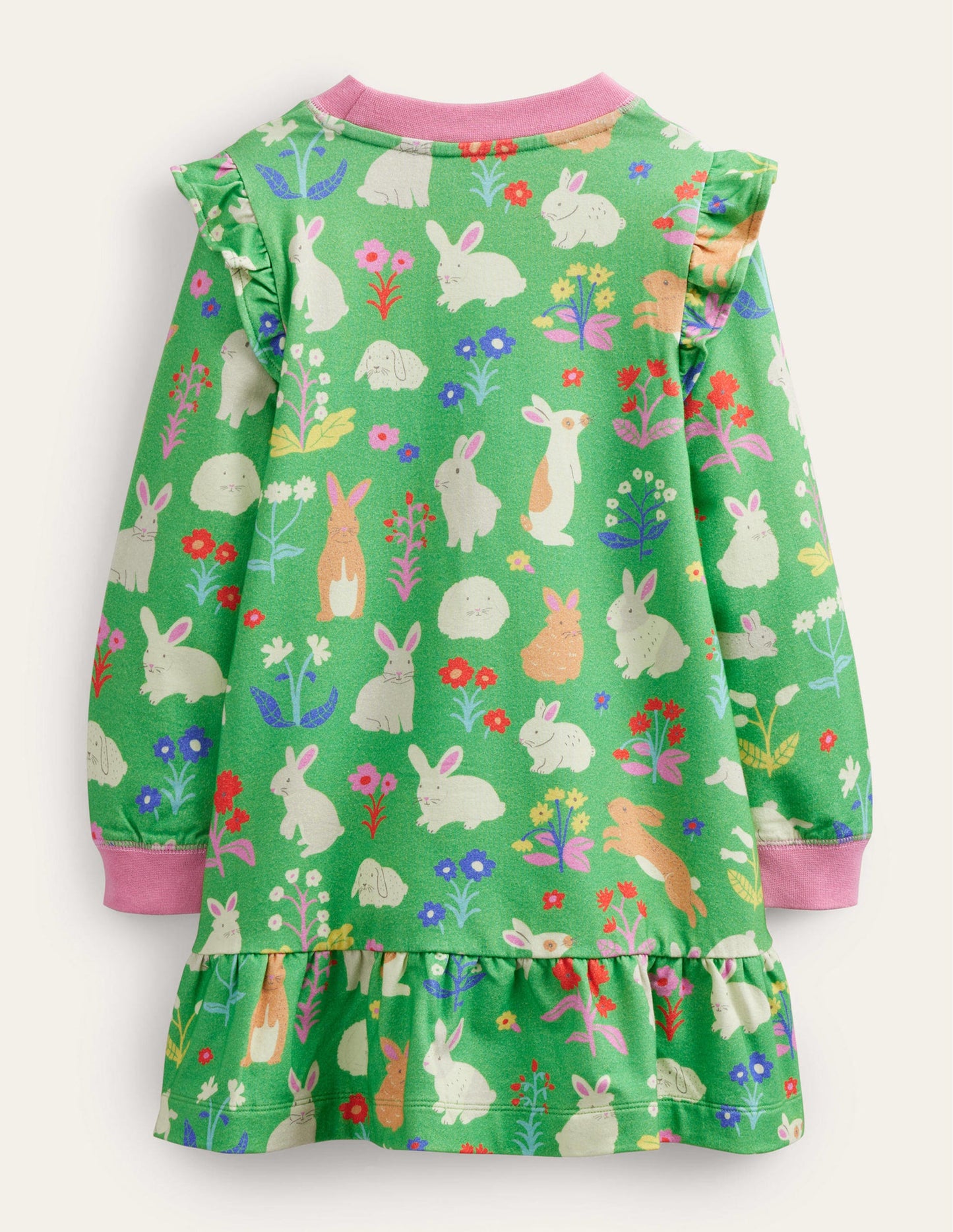 Cosy Sweat Dress-Aloe Green Bunnies