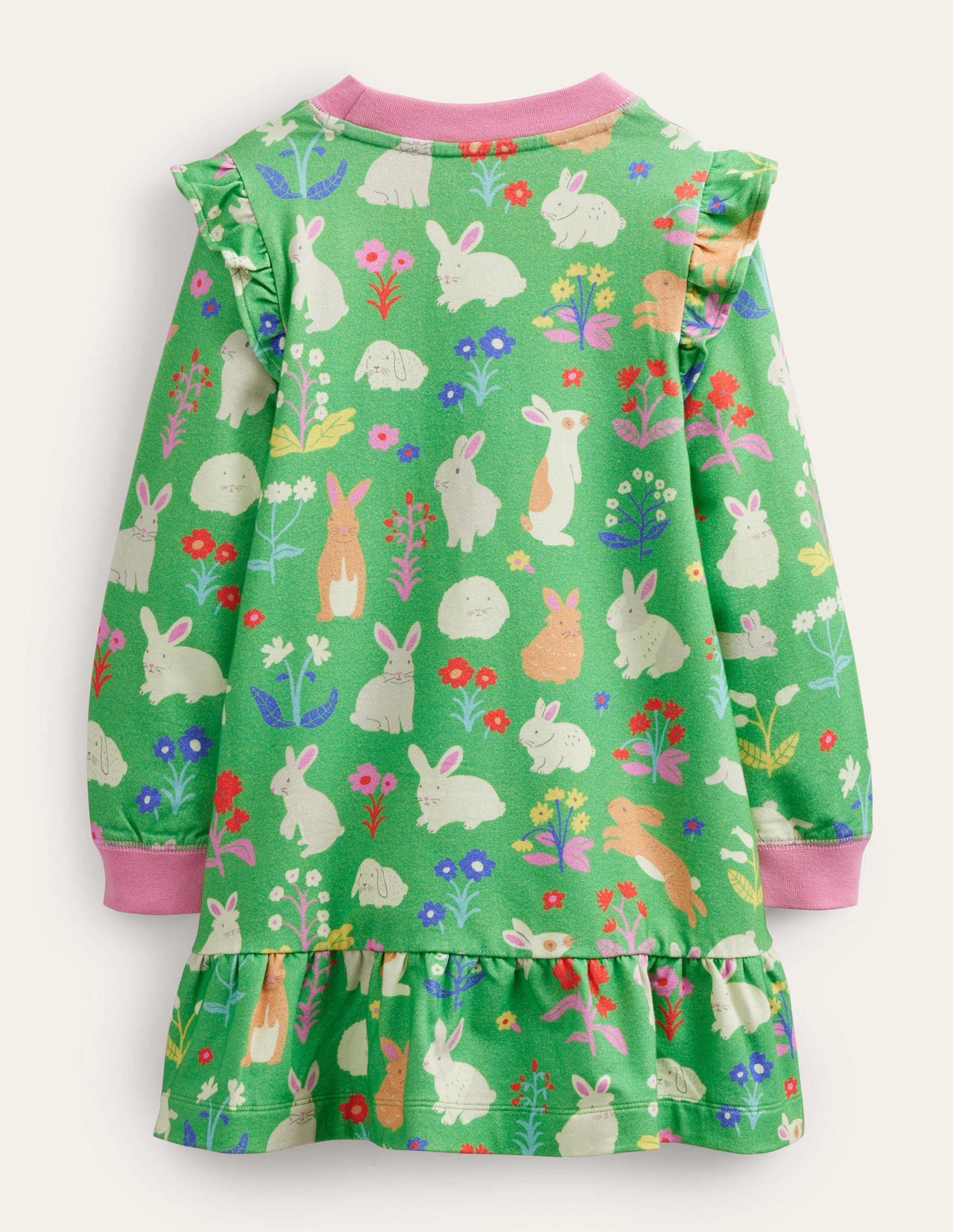 Cosy Sweat Dress-Aloe Green Bunnies-2