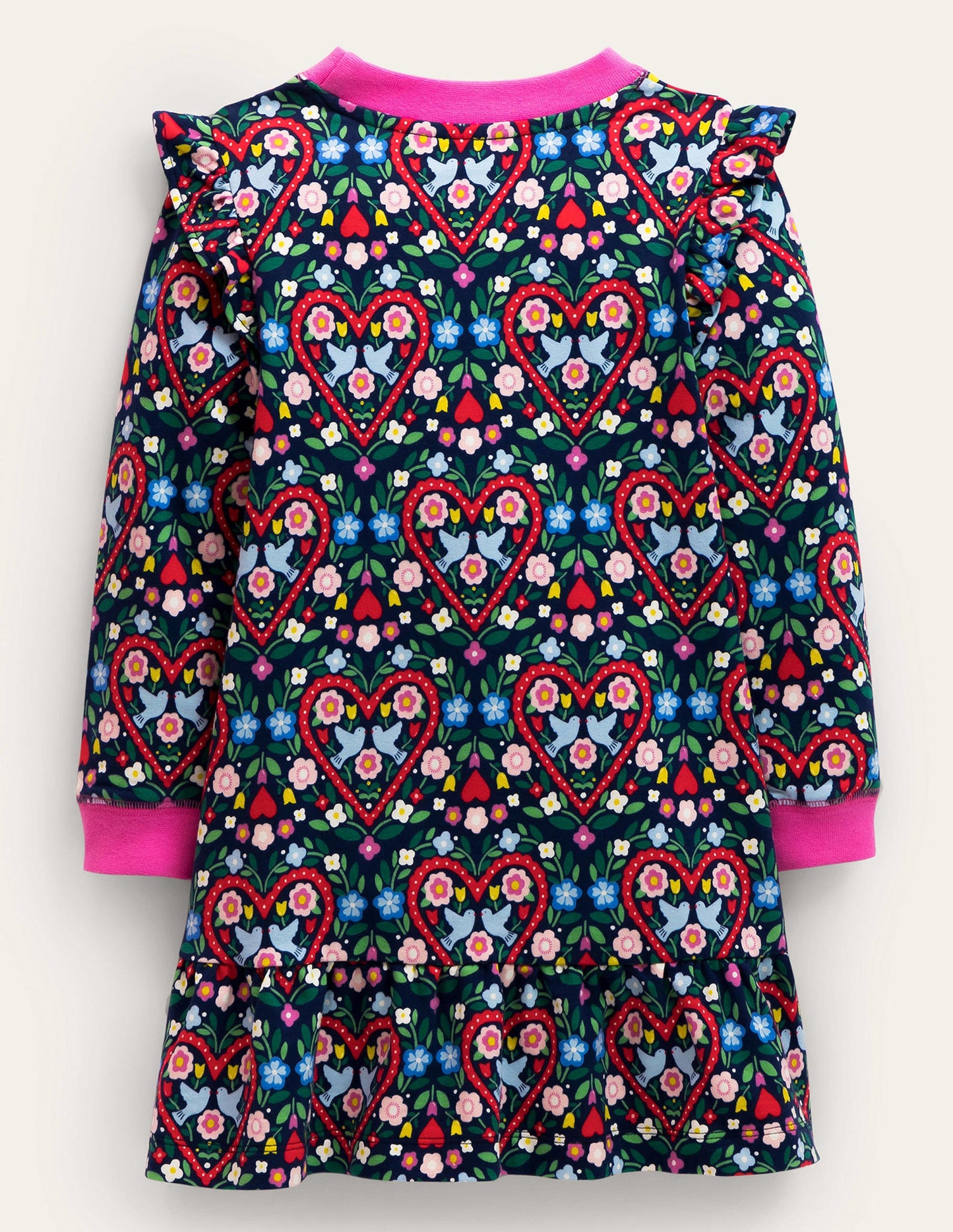 Cosy Sweat Dress-College Navy Folk Hearts