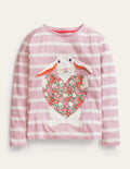 Long Sleeve Appliqué Top-Boto Pink/Ivory Heart Bunny