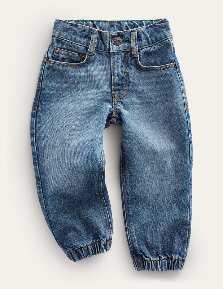 Cuffed Denim Jeans-Light Vintage Wash