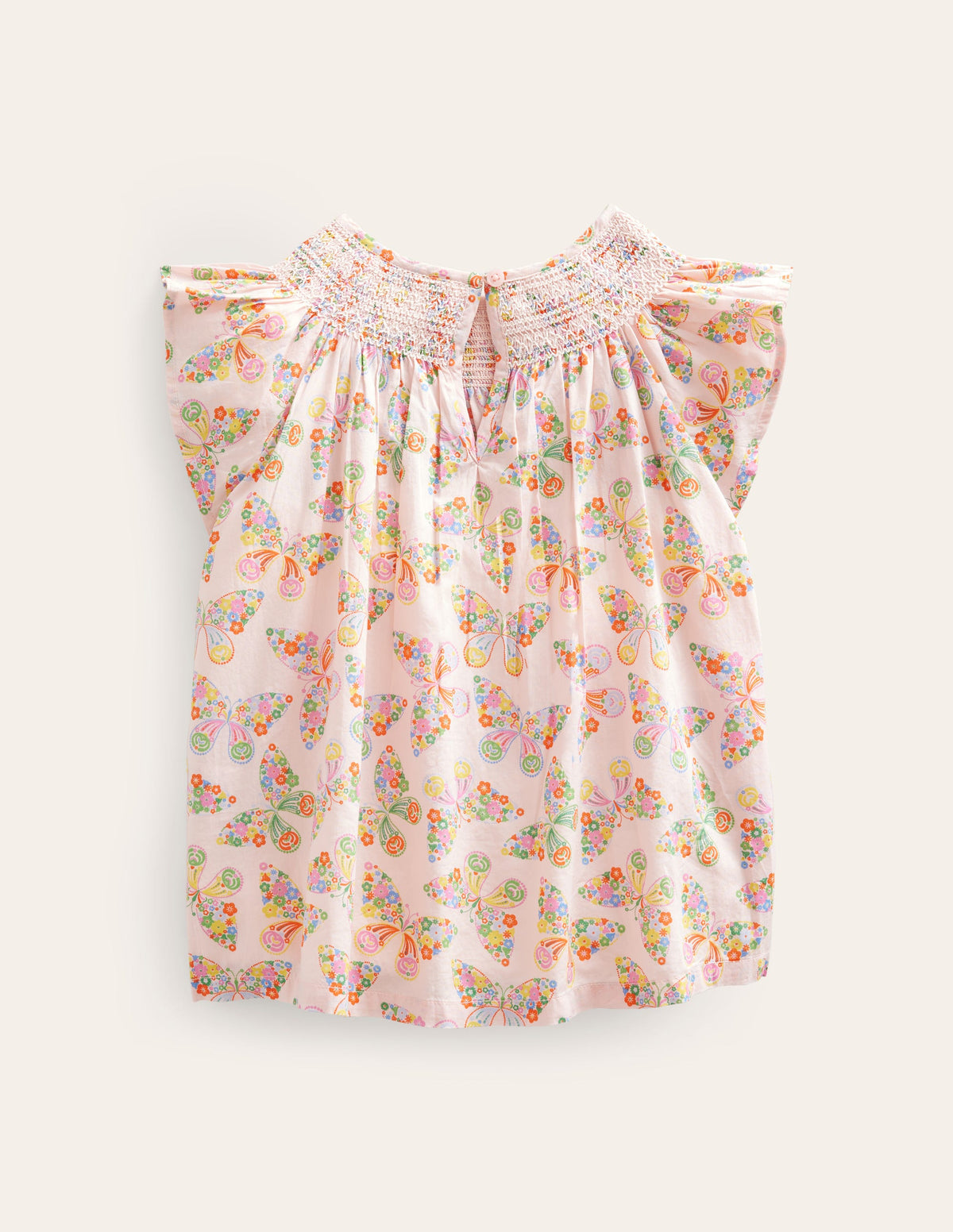 Woven Smocked Top-Dusty Pink Butterflies - Image 2