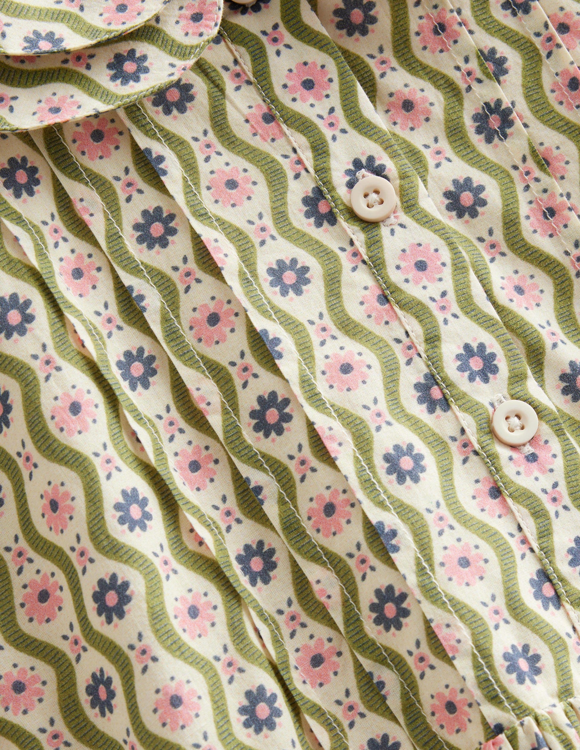 Printed Tea Dress-Vanilla Pod Daisy Wave-3
