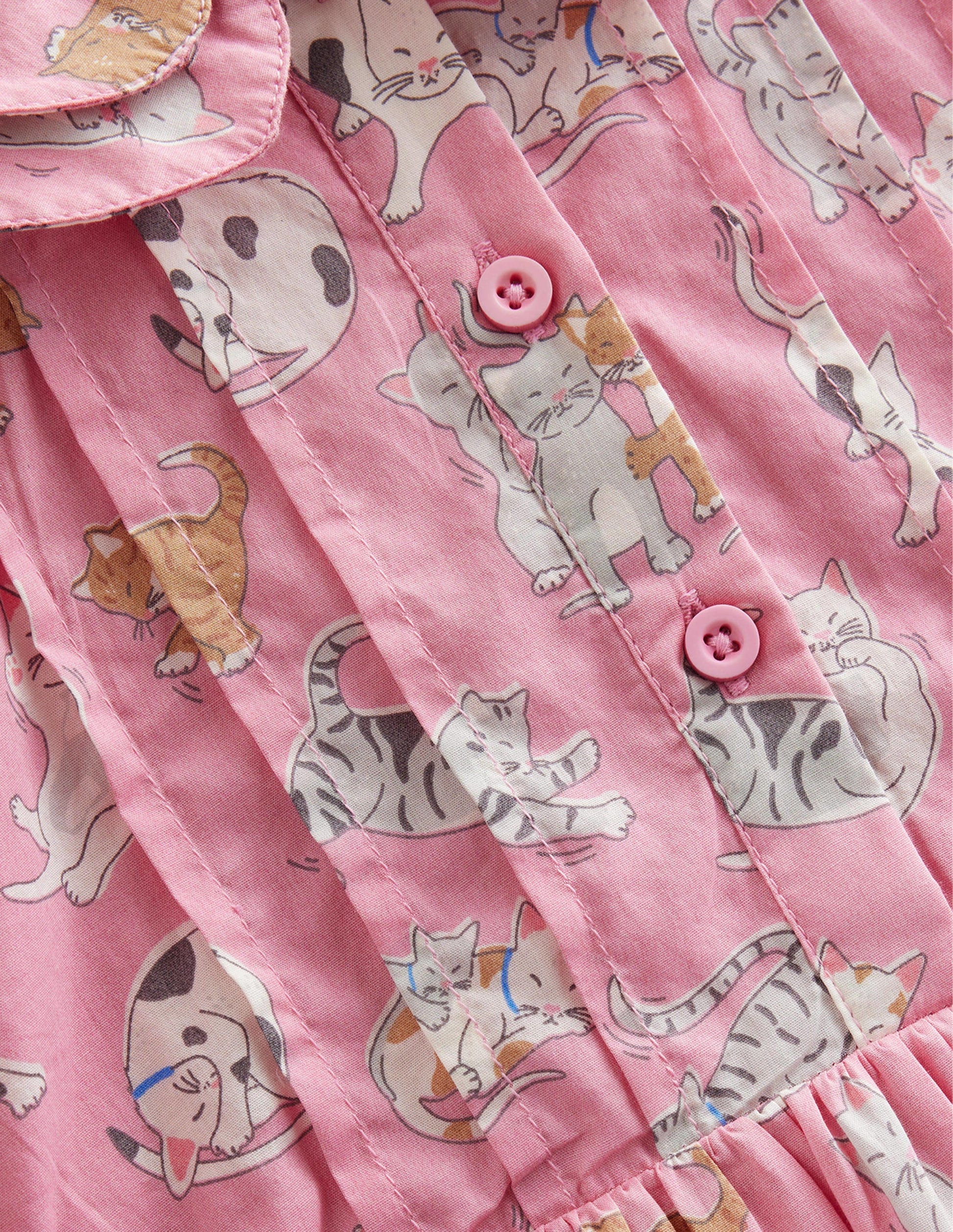 Printed Tea Dress-Formica Pink Cats-3