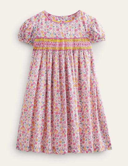 Nostalgic Smocked Dress-Bright Petal Floral-1