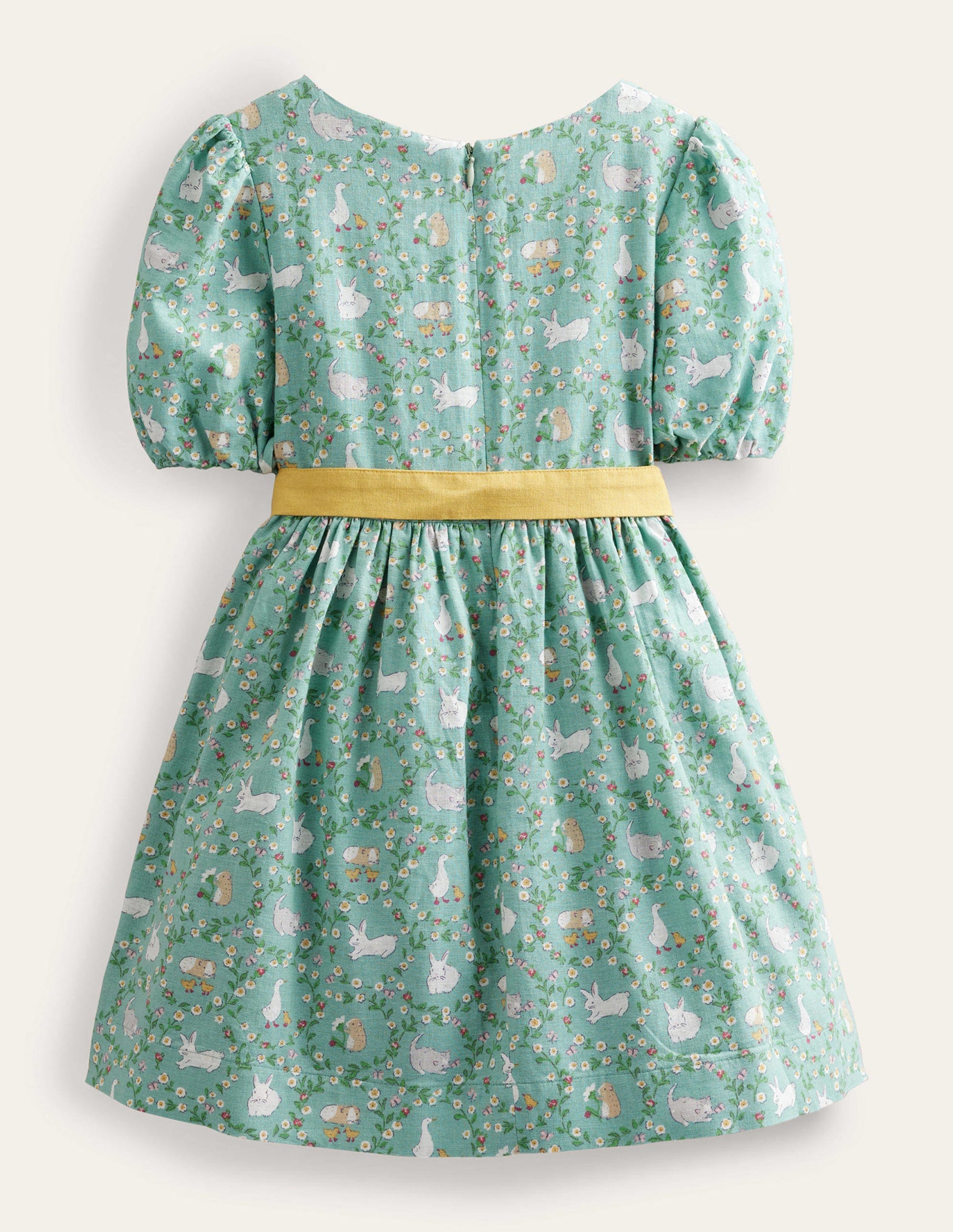 Cotton Linen Vintage Dress-Hot Spring Bunnies-2