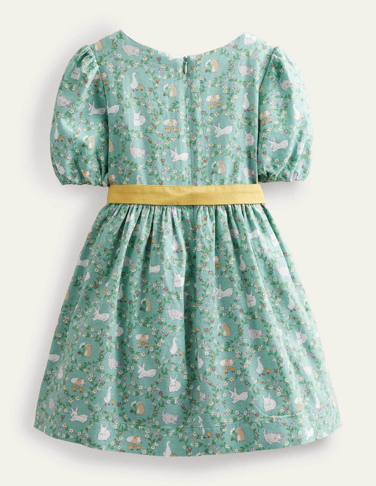 Cotton Linen Vintage Dress-Hot Spring Bunnies - Image 2