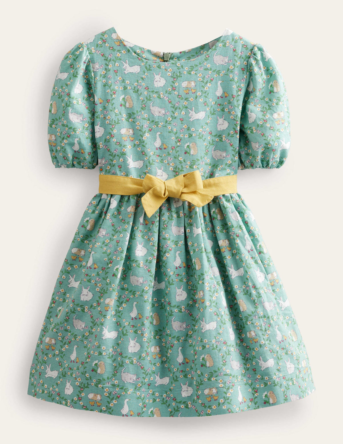 Cotton Linen Vintage Dress-Hot Spring Bunnies - Image 1