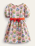 Cotton Linen Vintage Dress-Dusty Pink Flowers