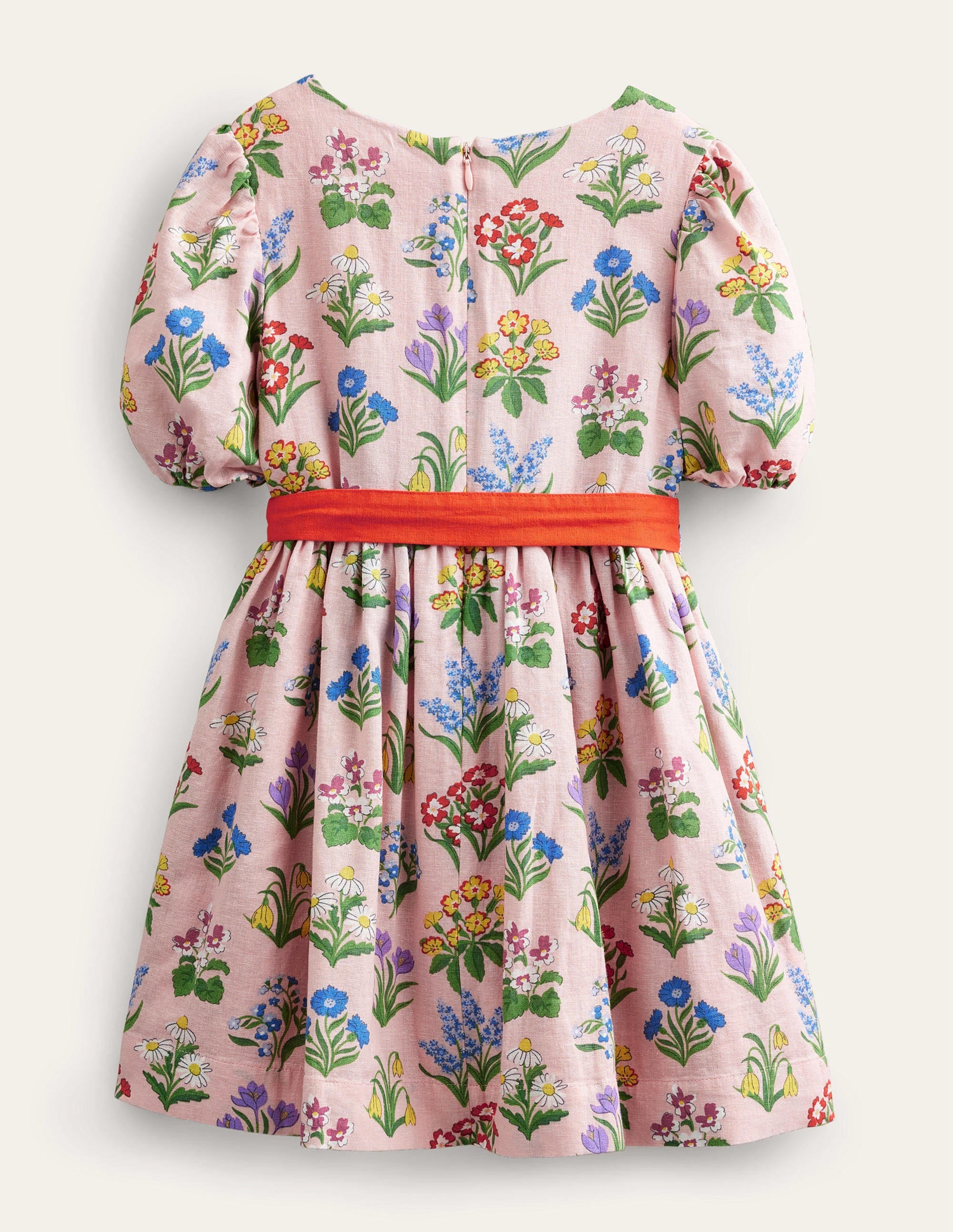 Cotton Linen Vintage Dress-Dusty Pink Flowers - Image 2