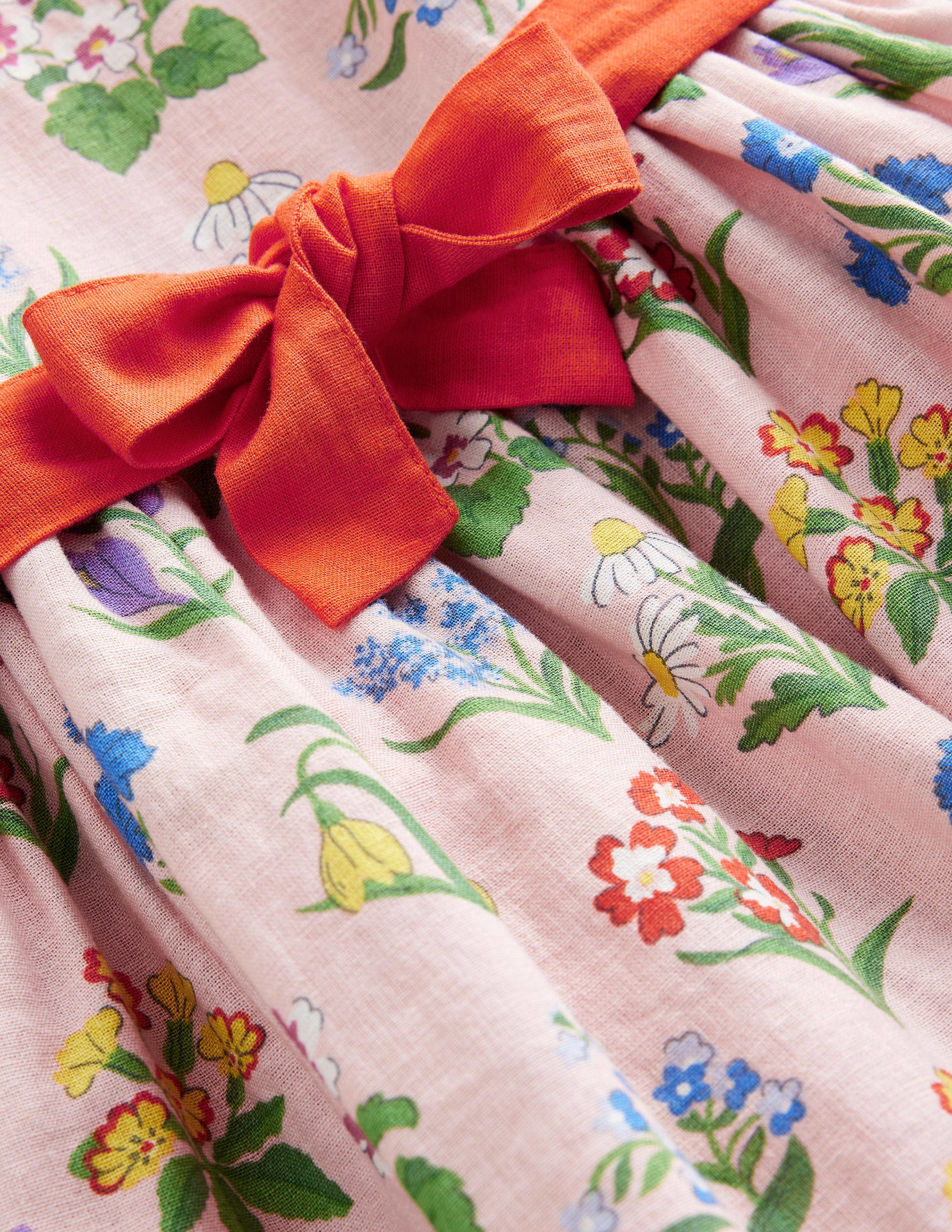 Cotton Linen Vintage Dress-Dusty Pink Flowers - Image 3