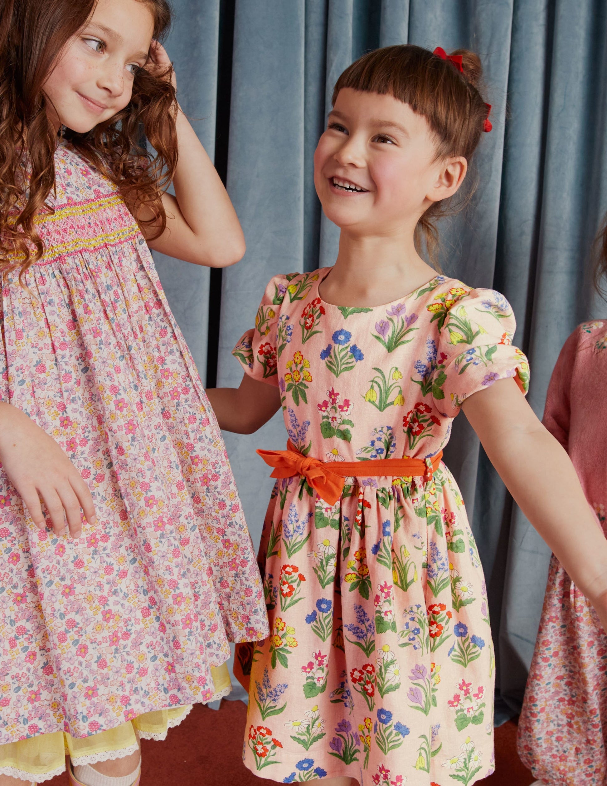 Cotton Linen Vintage Dress-Dusty Pink Flowers-5