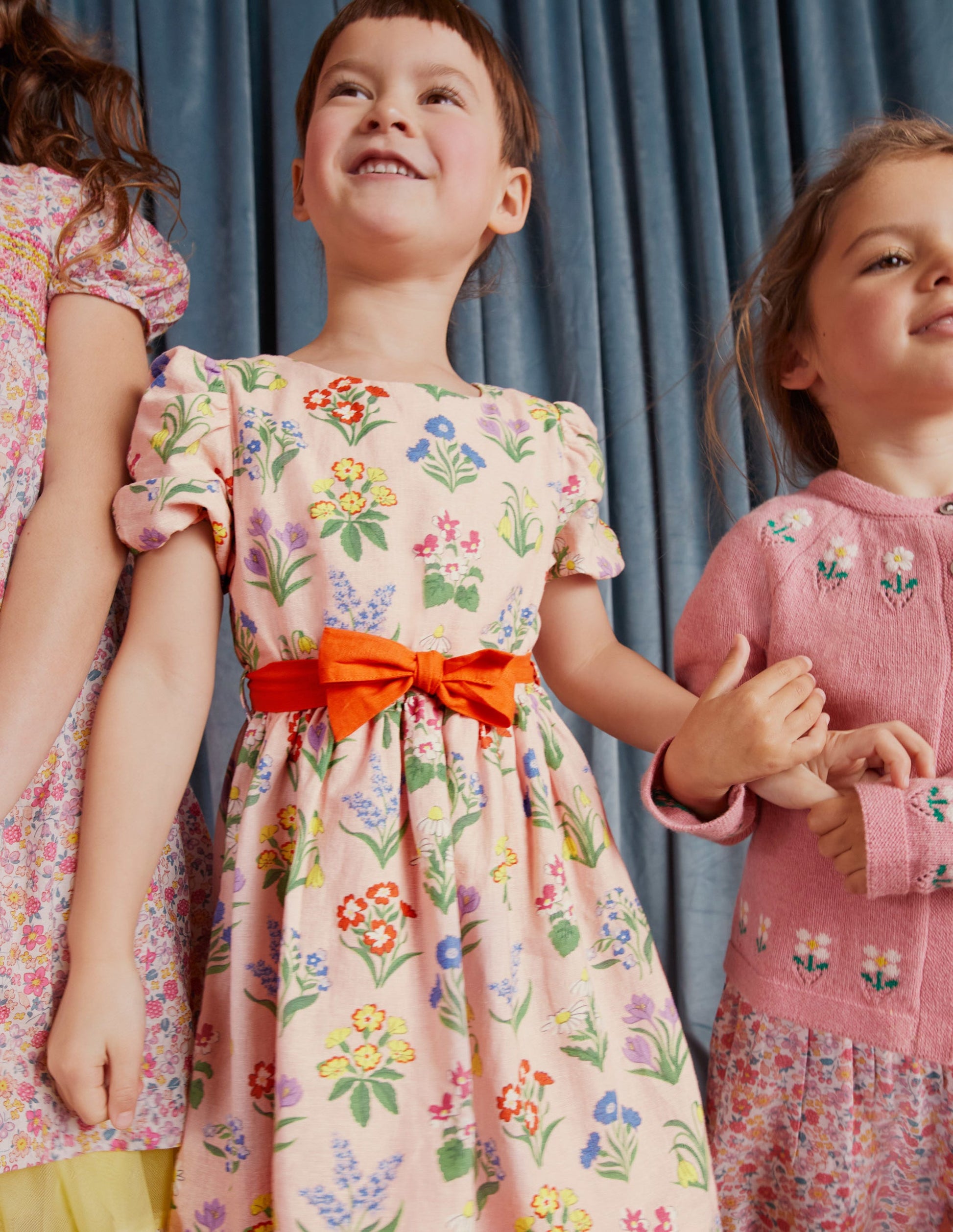 Cotton Linen Vintage Dress-Dusty Pink Flowers-8