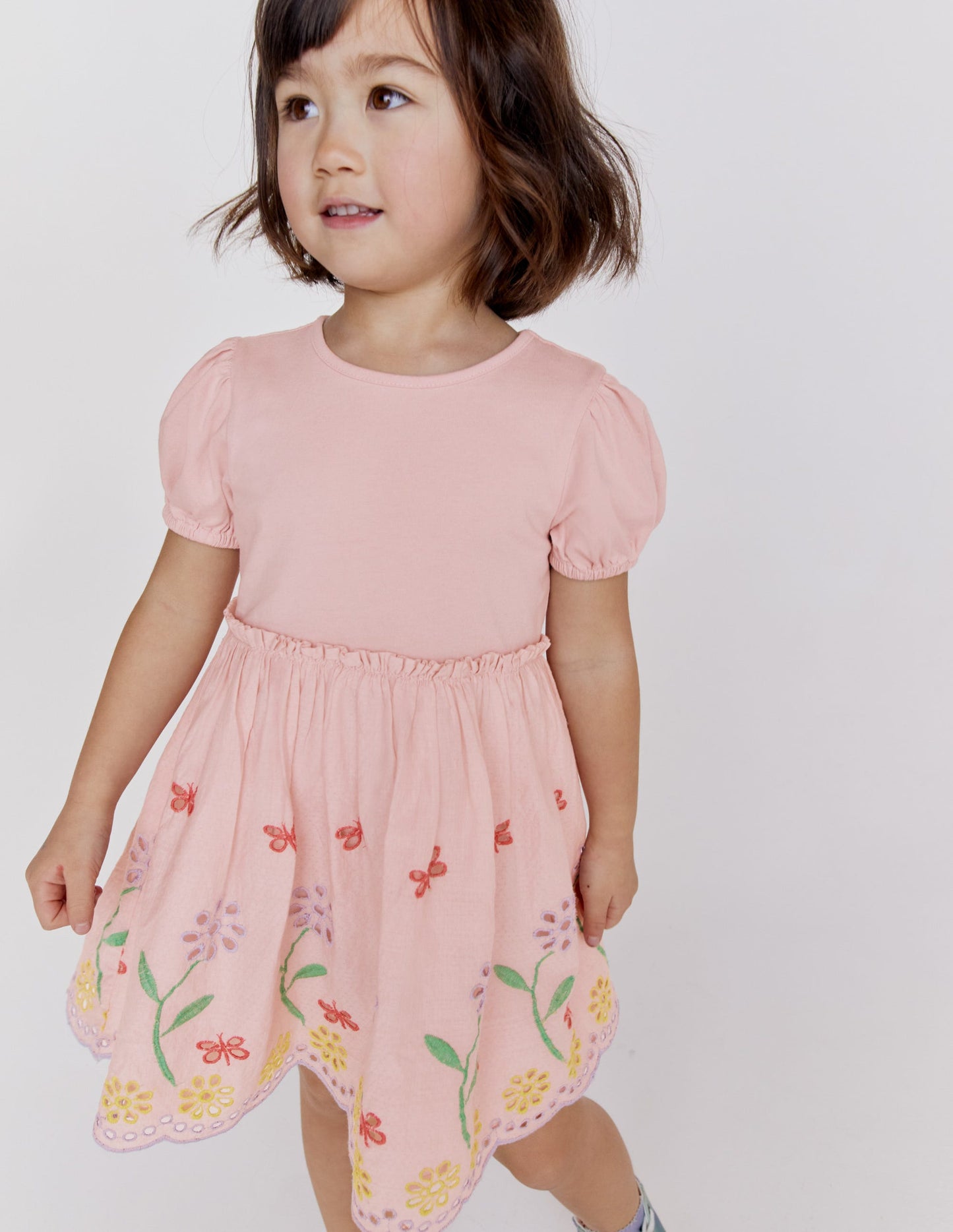 Broderie Twirly Dress-Pale Pink