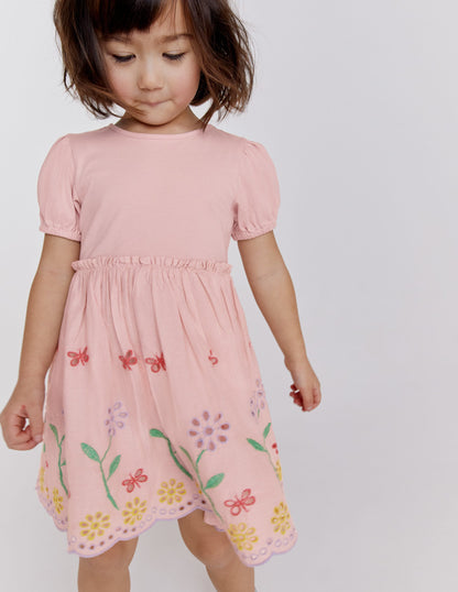 Broderie Twirly Dress-Pale Pink-8