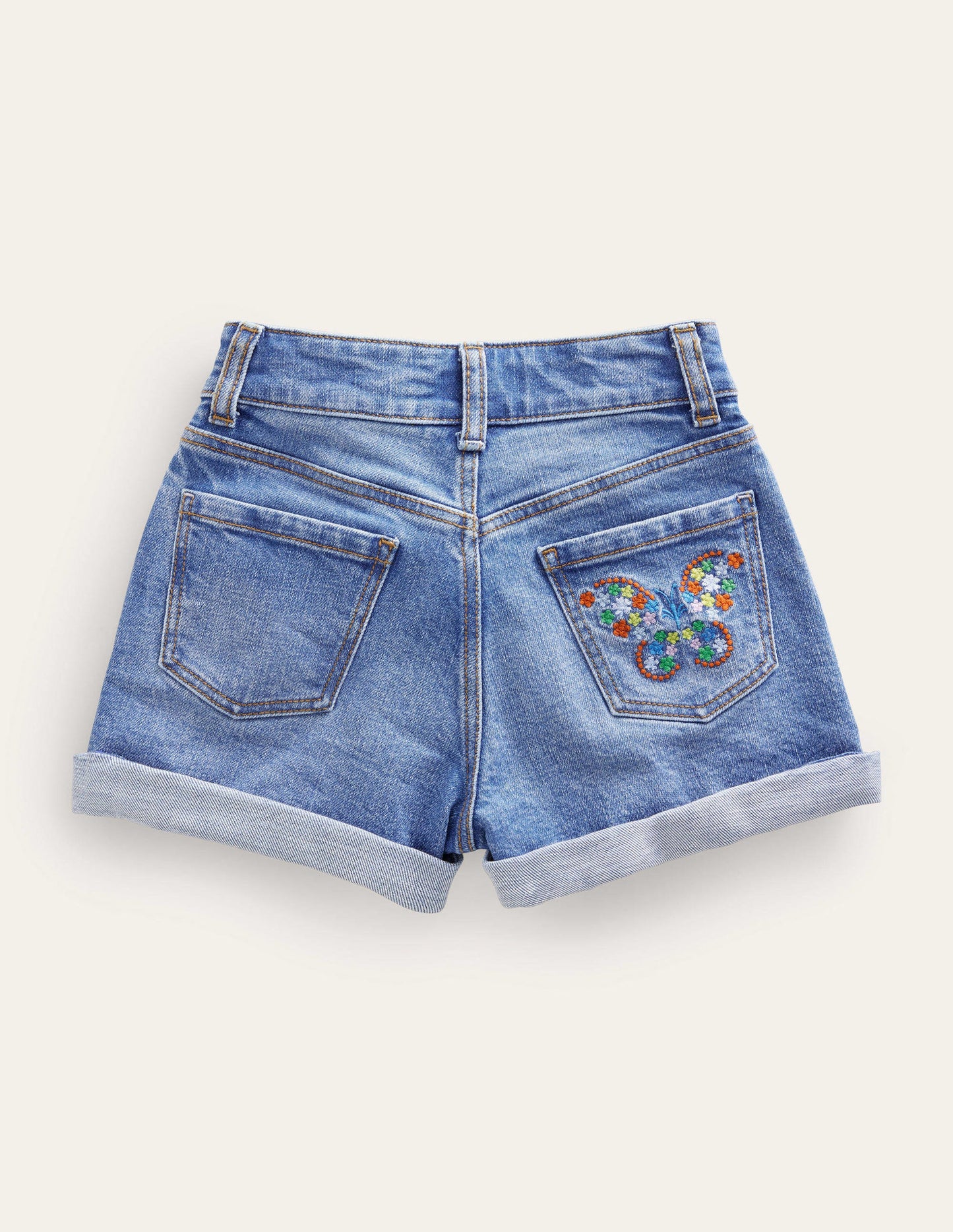 Denim Shorts-Light Vintage Flowers