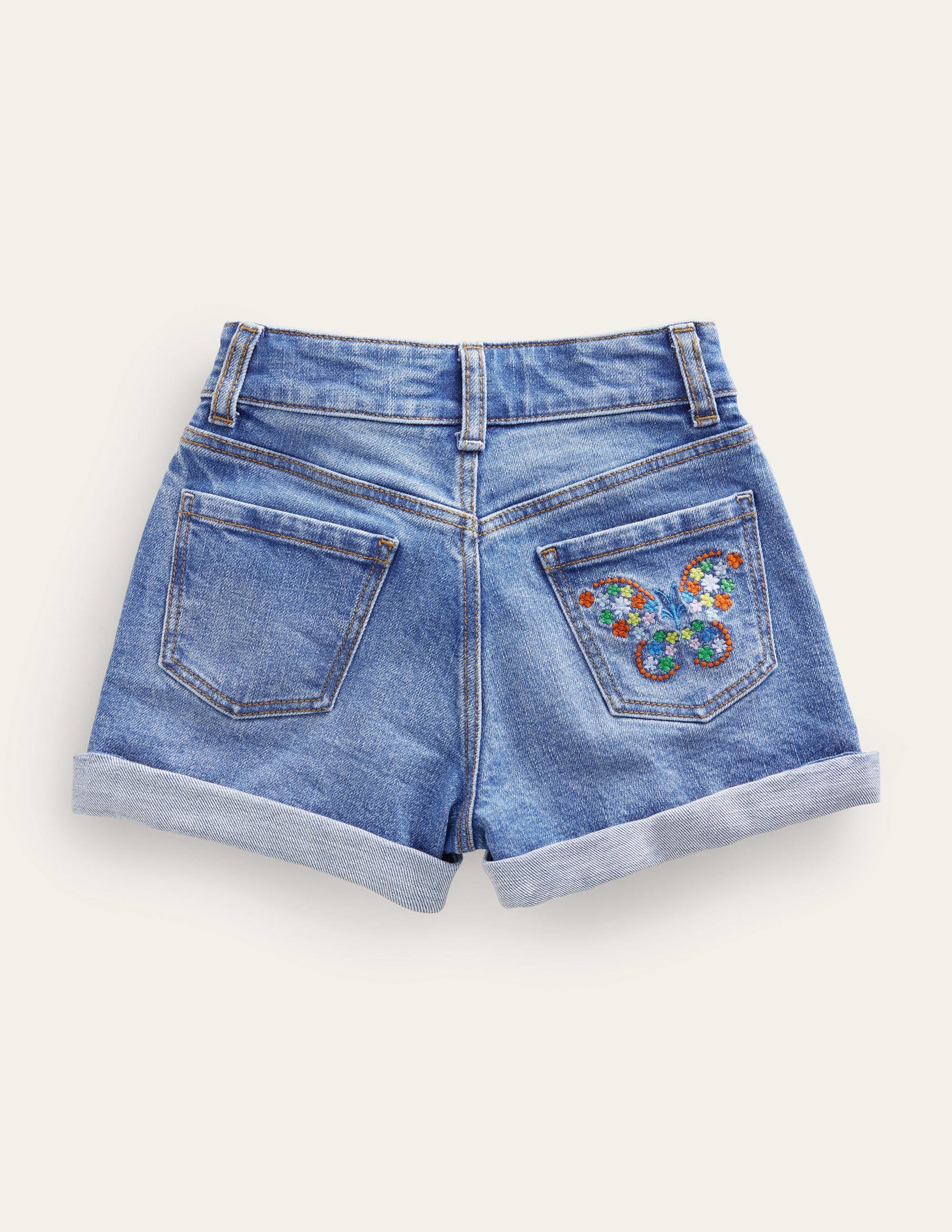 Denim Shorts-Light Vintage Flowers - Image 2