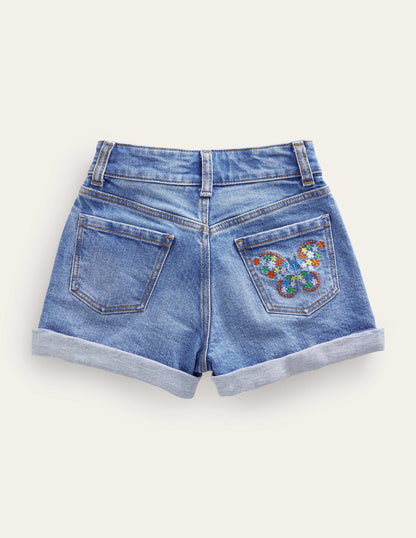 Denim Shorts-Light Vintage Flowers-2