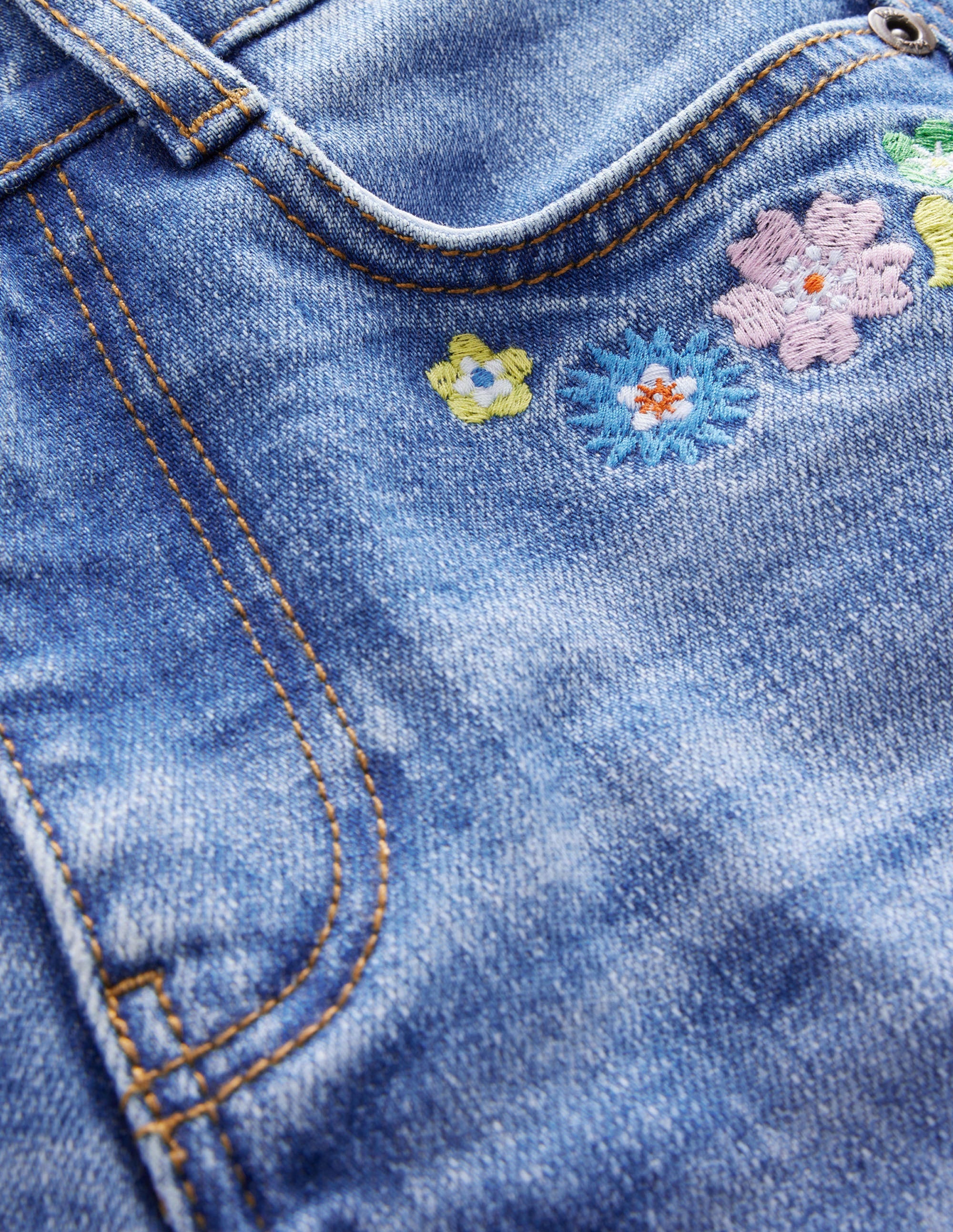 Denim Shorts-Light Vintage Flowers - Image 3