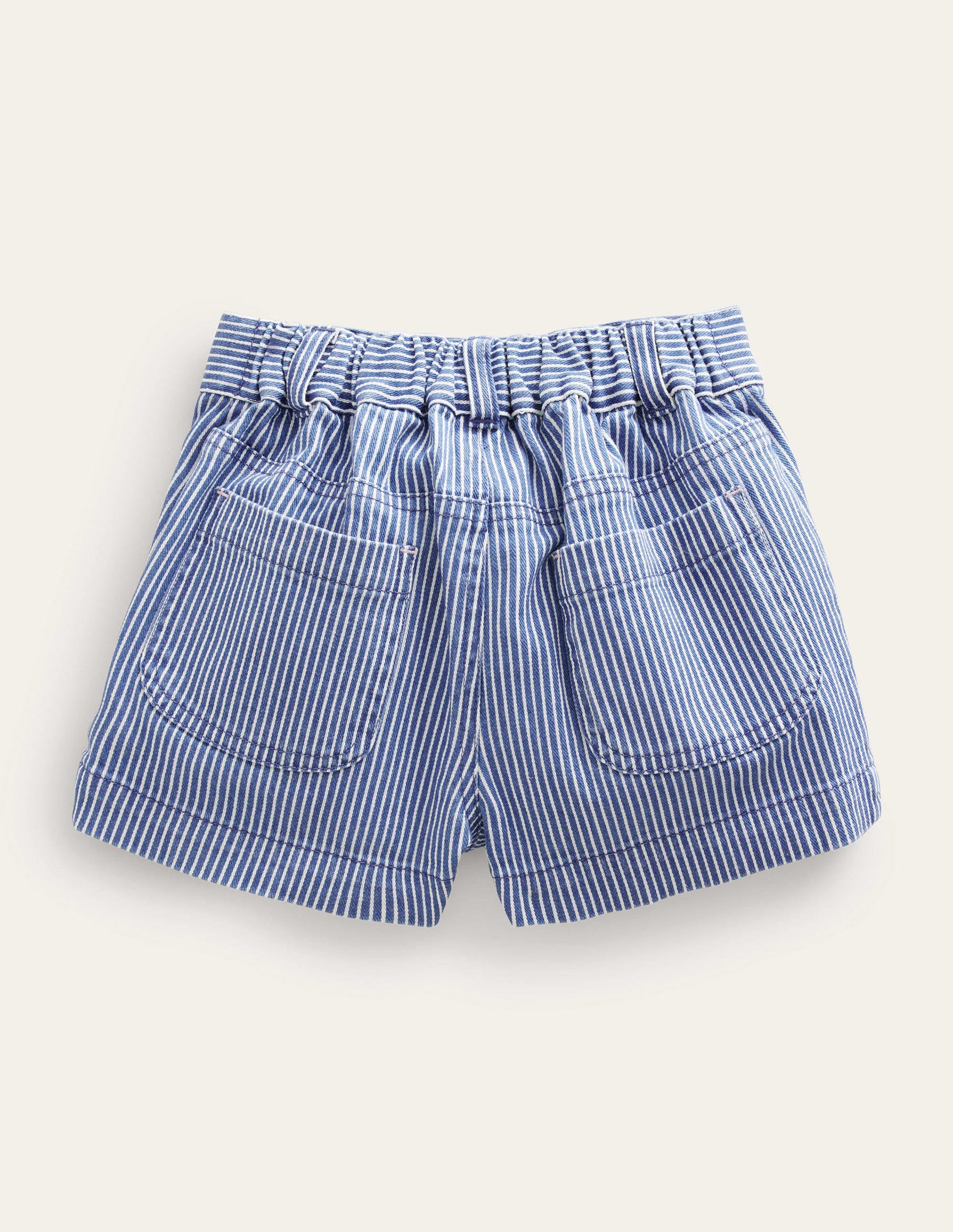 Patch Pocket Shorts-Indigo Ticking-2