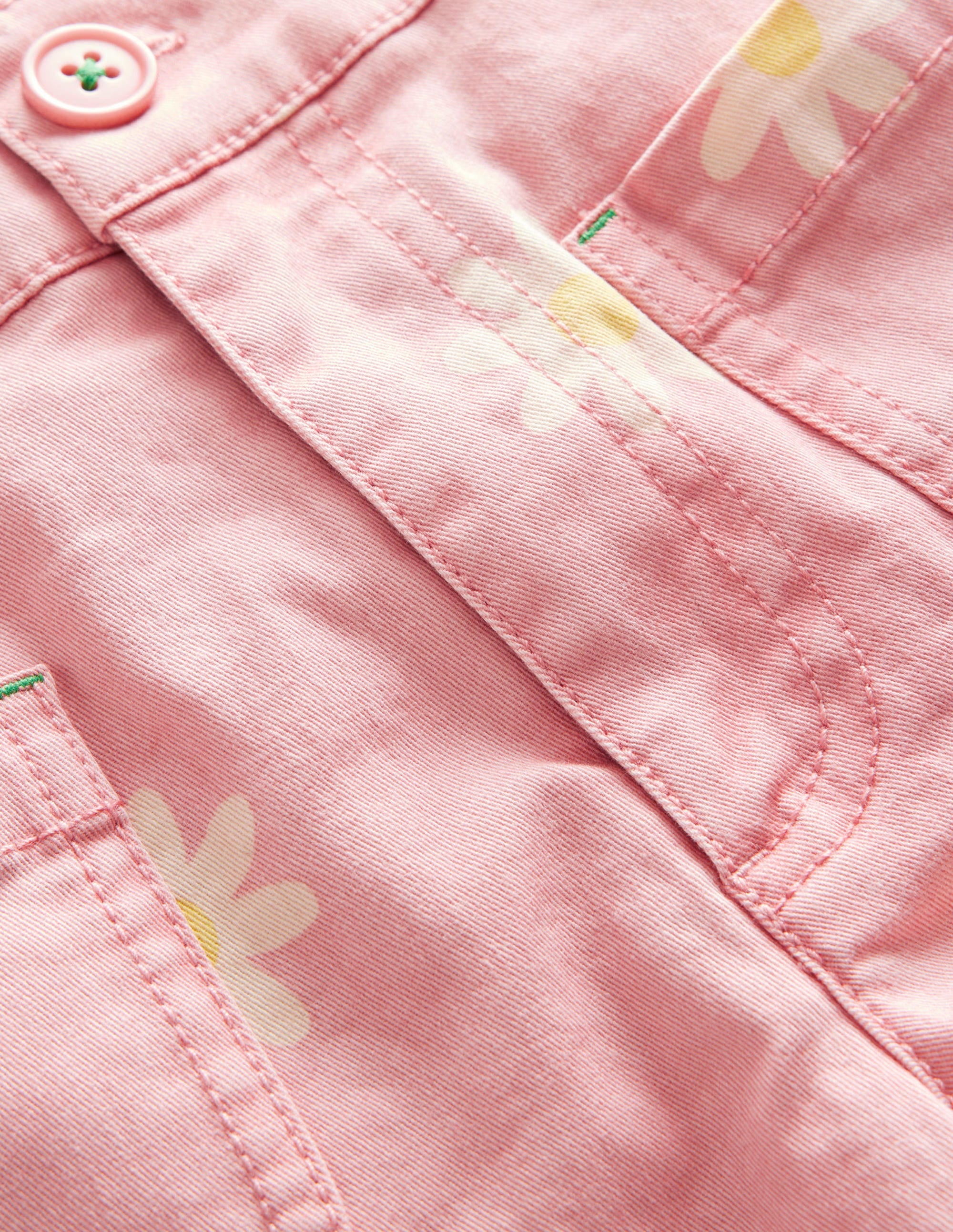 Patch Pocket Shorts-Pink Daisy Stamp - Image 3