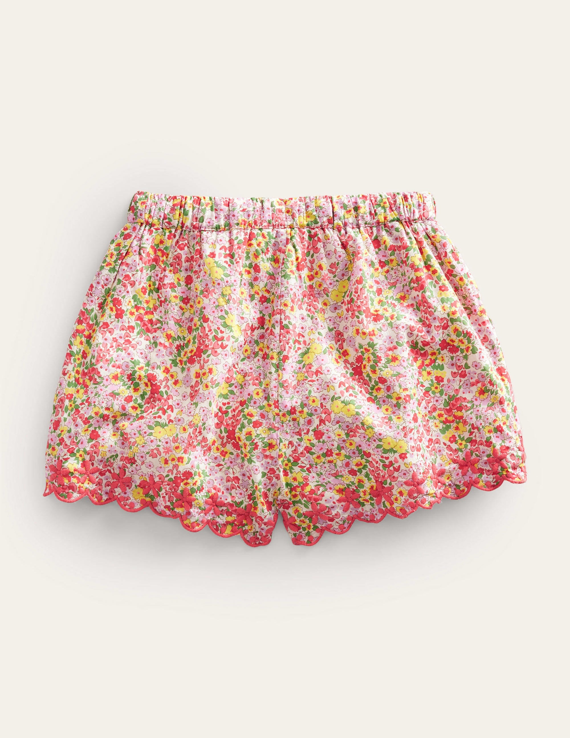 Embroidered Hem Shorts-Peach Punch Floral - Image 2
